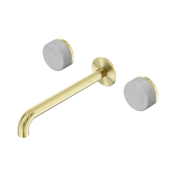 24 D047 BG Serenity Wall Basin Set 220mm Spout With Carrara Handle Brushed Gold Thumb