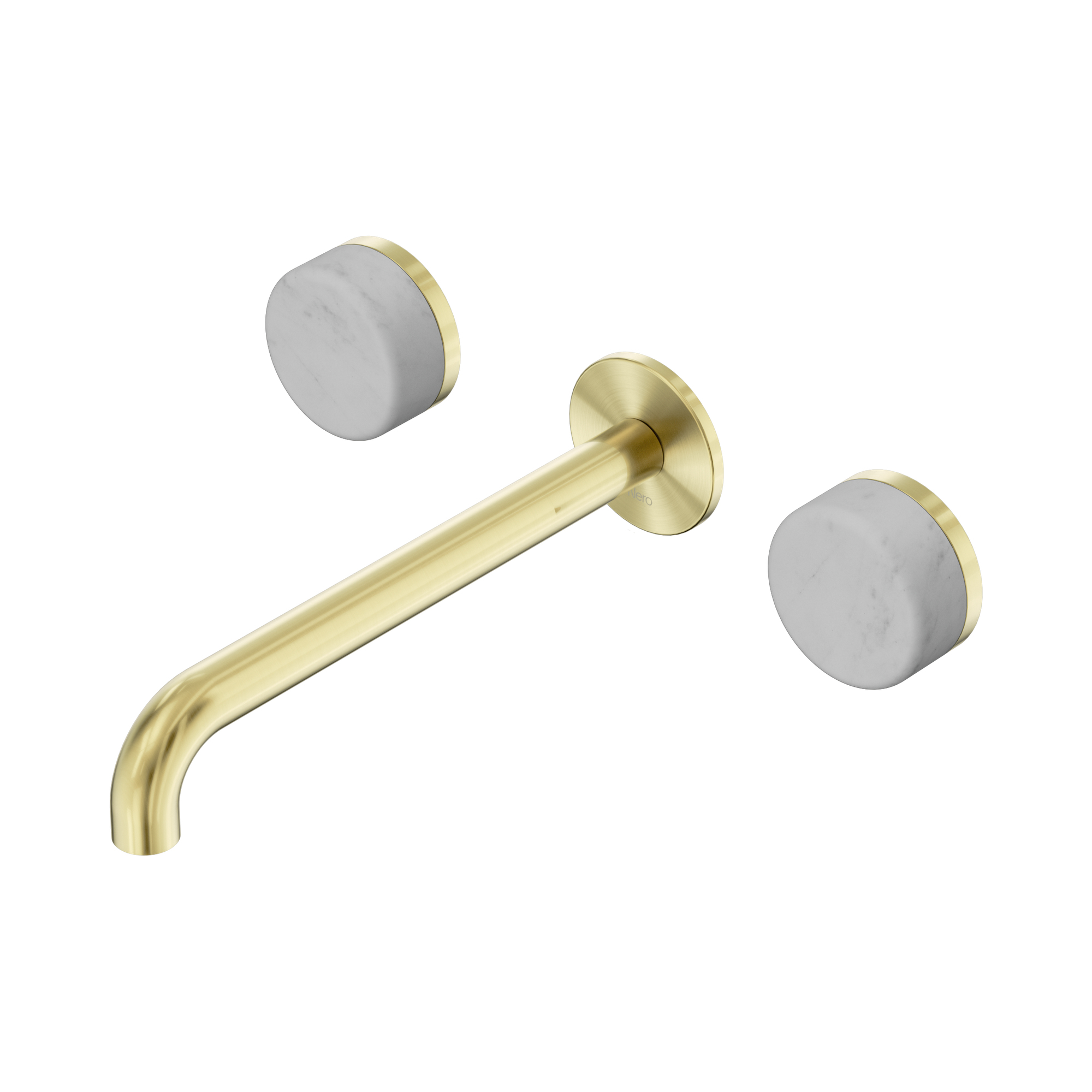 24 D047 BG Serenity Wall Basin Set 220mm Spout With Carrara Handle Brushed Gold image 1