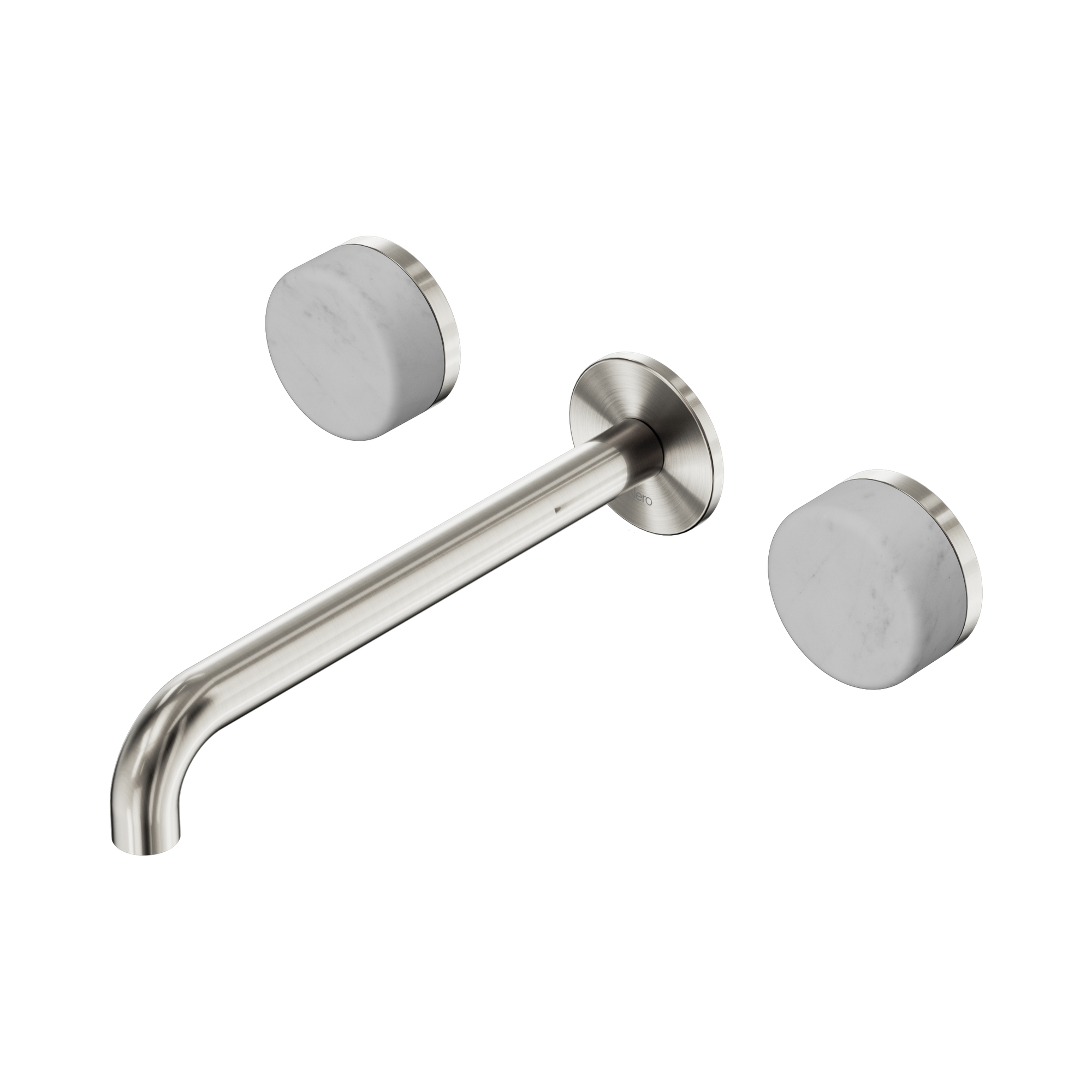 24 D047 BN Serenity Wall Basin Set 220mm Spout With Carrara Handle Brushed Nickel image 1