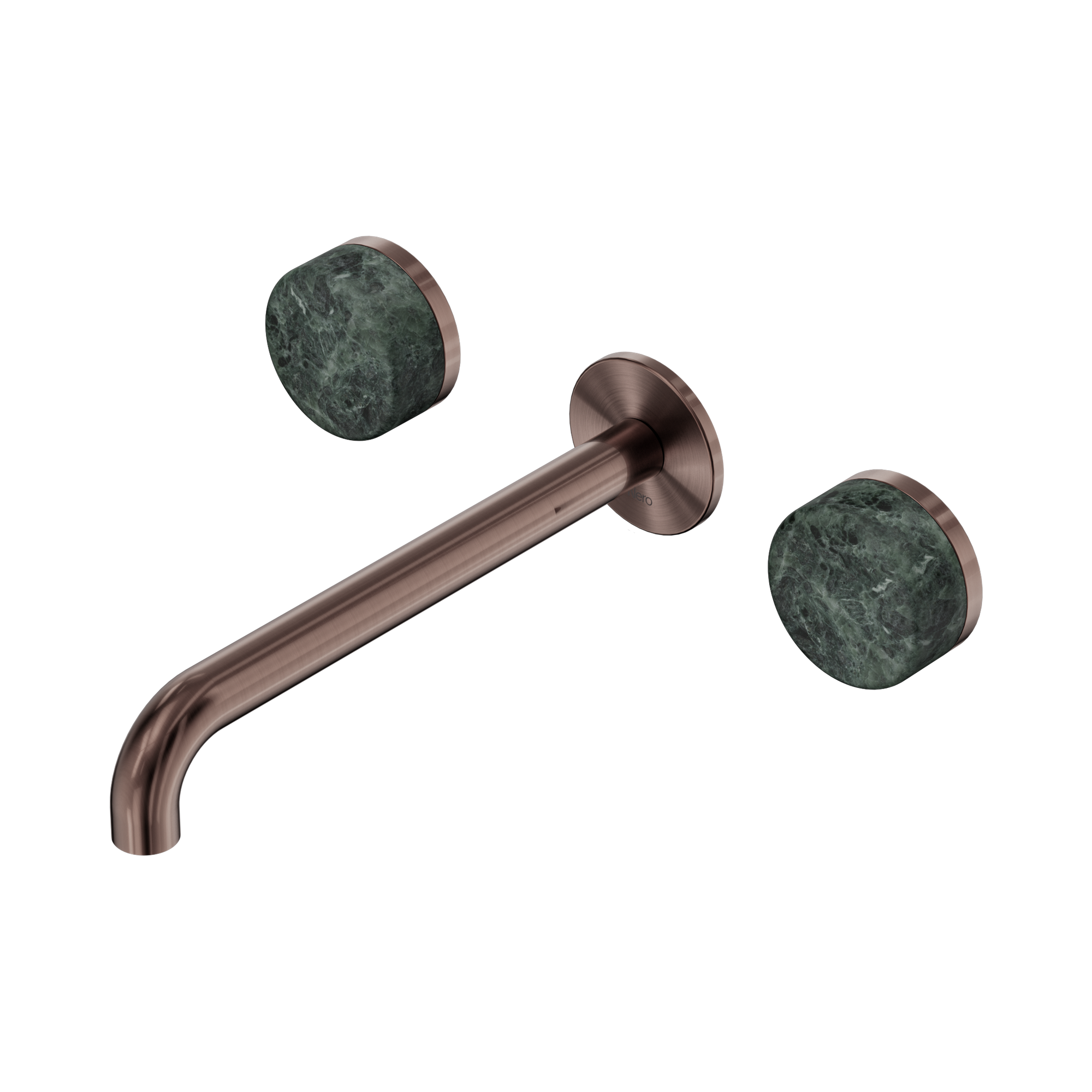 24 D048 BZ Serenity Wall Basin Set 220mm Spout With Verde Alpi Handle Brushed Bronze image 1