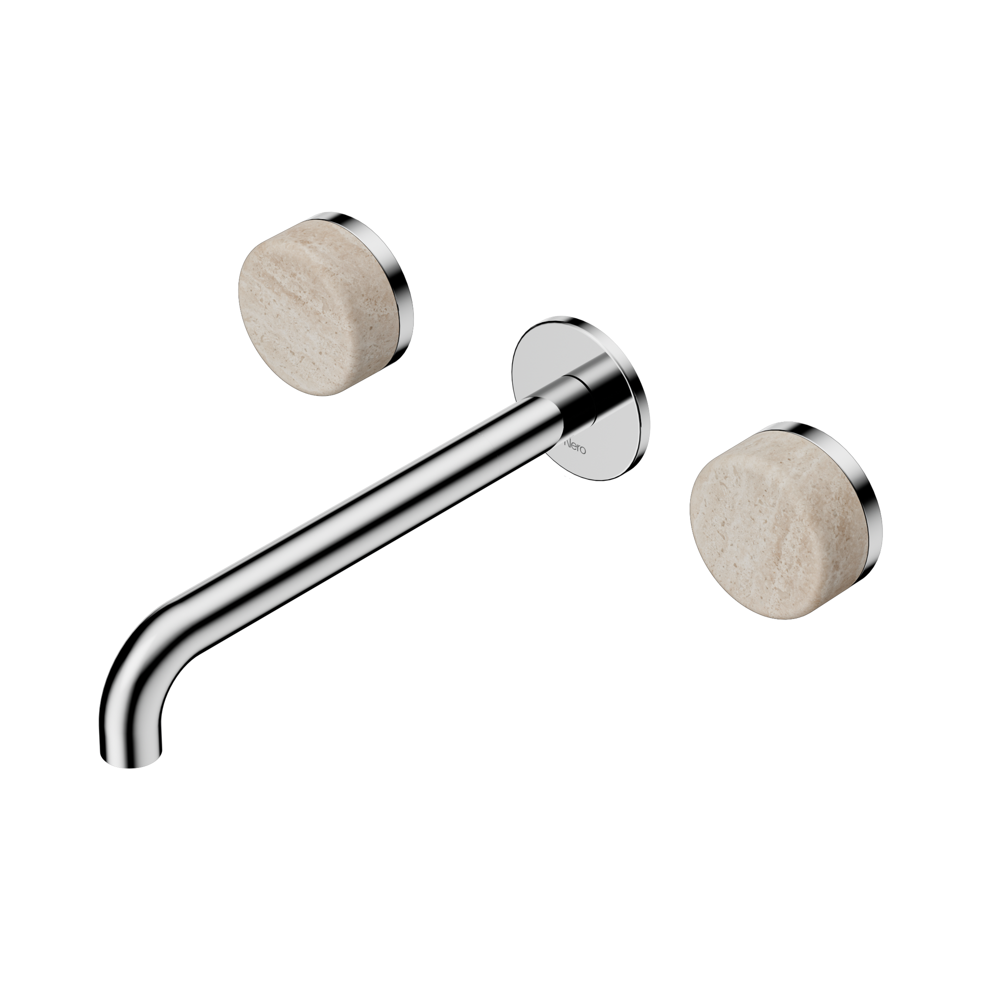 24 D049 CH Serenity Wall Basin Set 220mm Spout With Rome Travertine Handle Chrome image 1