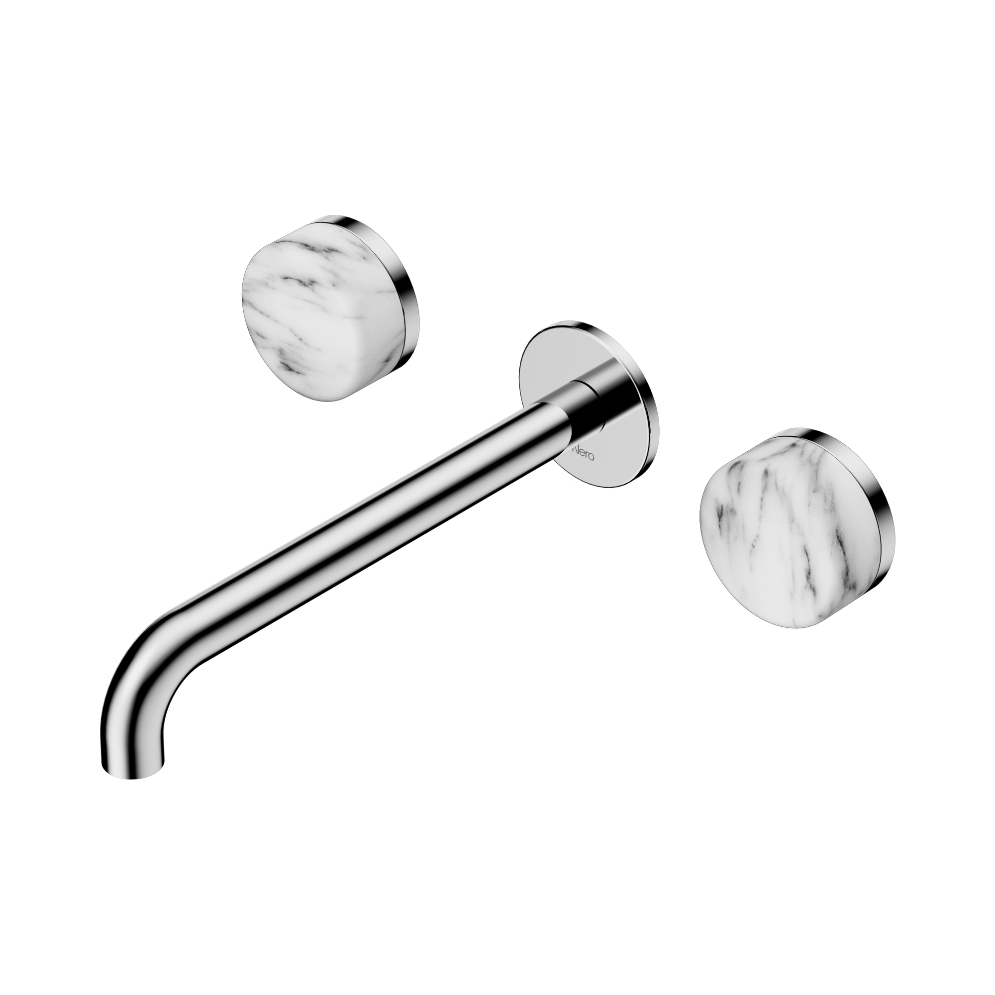 24 D050 CH Serenity Wall Basin Set 220mm Spout With Arabescato Corchia Handle Chrome image 1