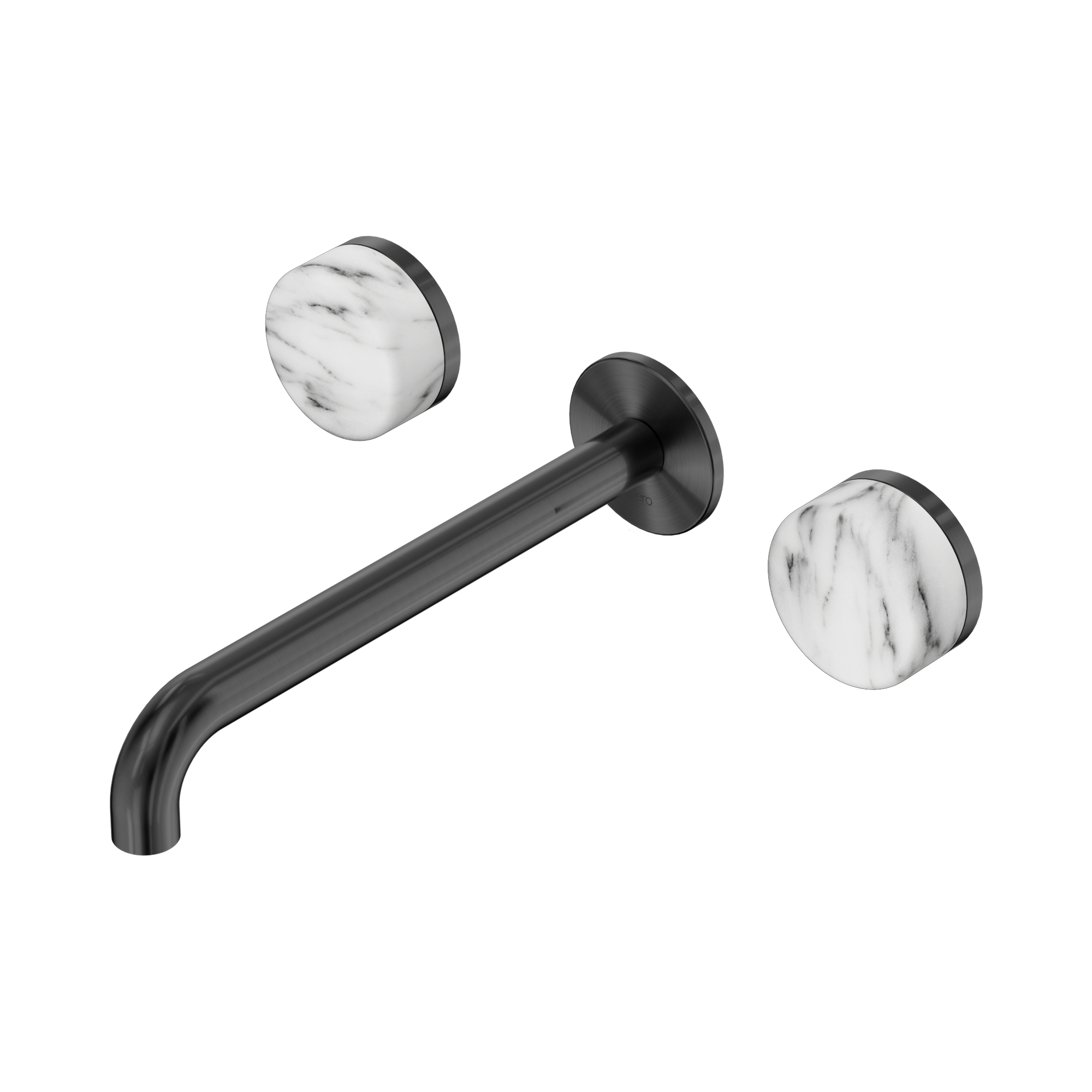 24 D050 GM Serenity Wall Basin Set 220mm Spout With Arabescato Corchia Handle Gun Metal image 1