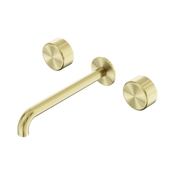 24 D052 BG Serenity Wall Basin Set 220mm Spout With Metal Handle Brushed Gold Thumb