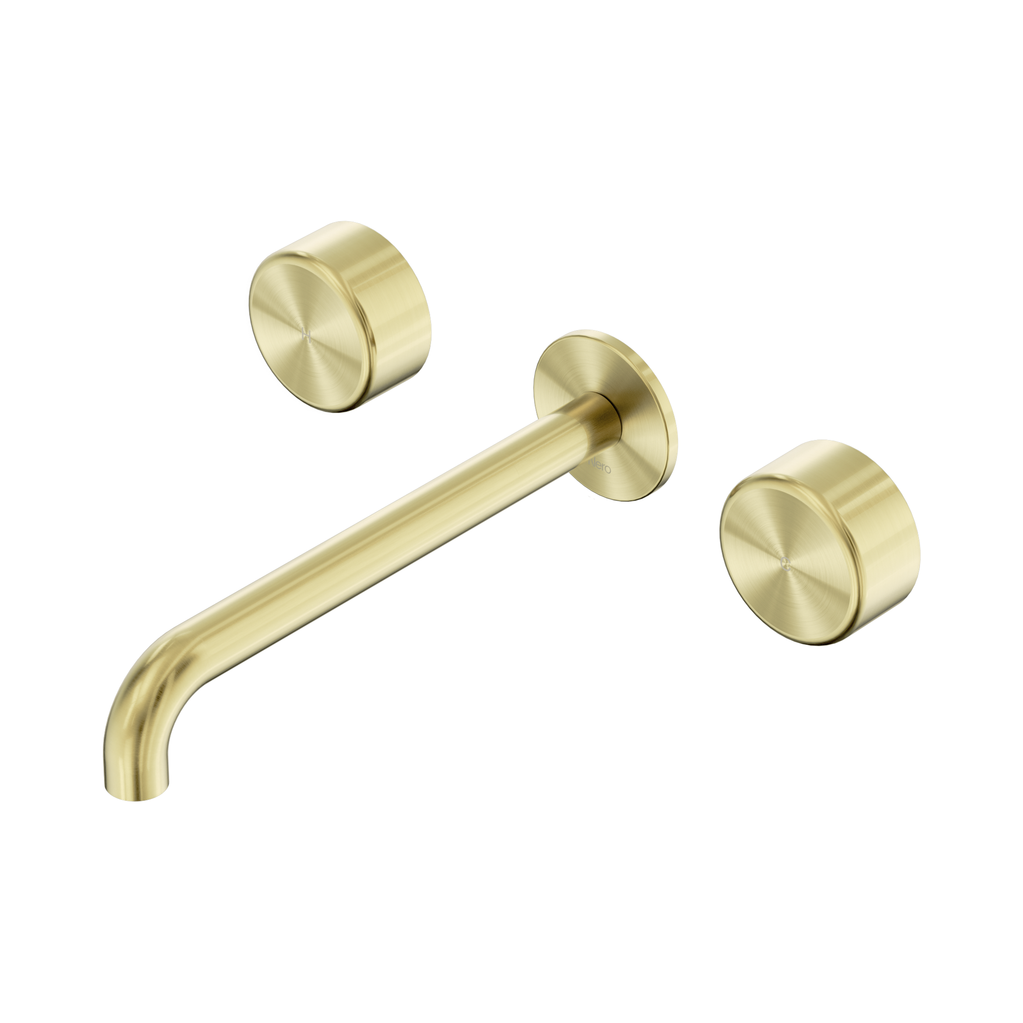 24 D052 BG Serenity Wall Basin Set 220mm Spout With Metal Handle Brushed Gold image 1