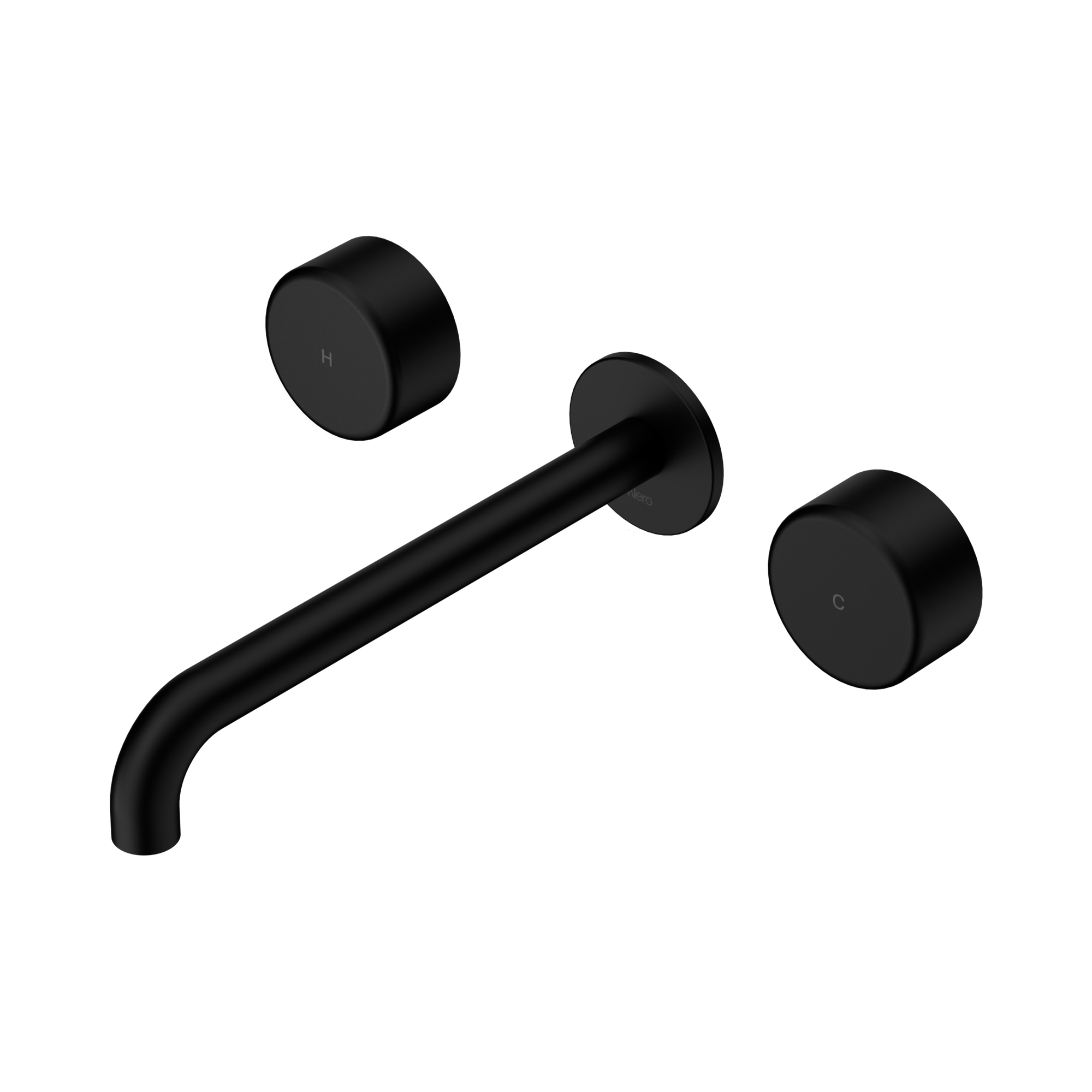 24 D052 MB Serenity Wall Basin Set 220mm Spout With Metal Handle Matte Black image 1