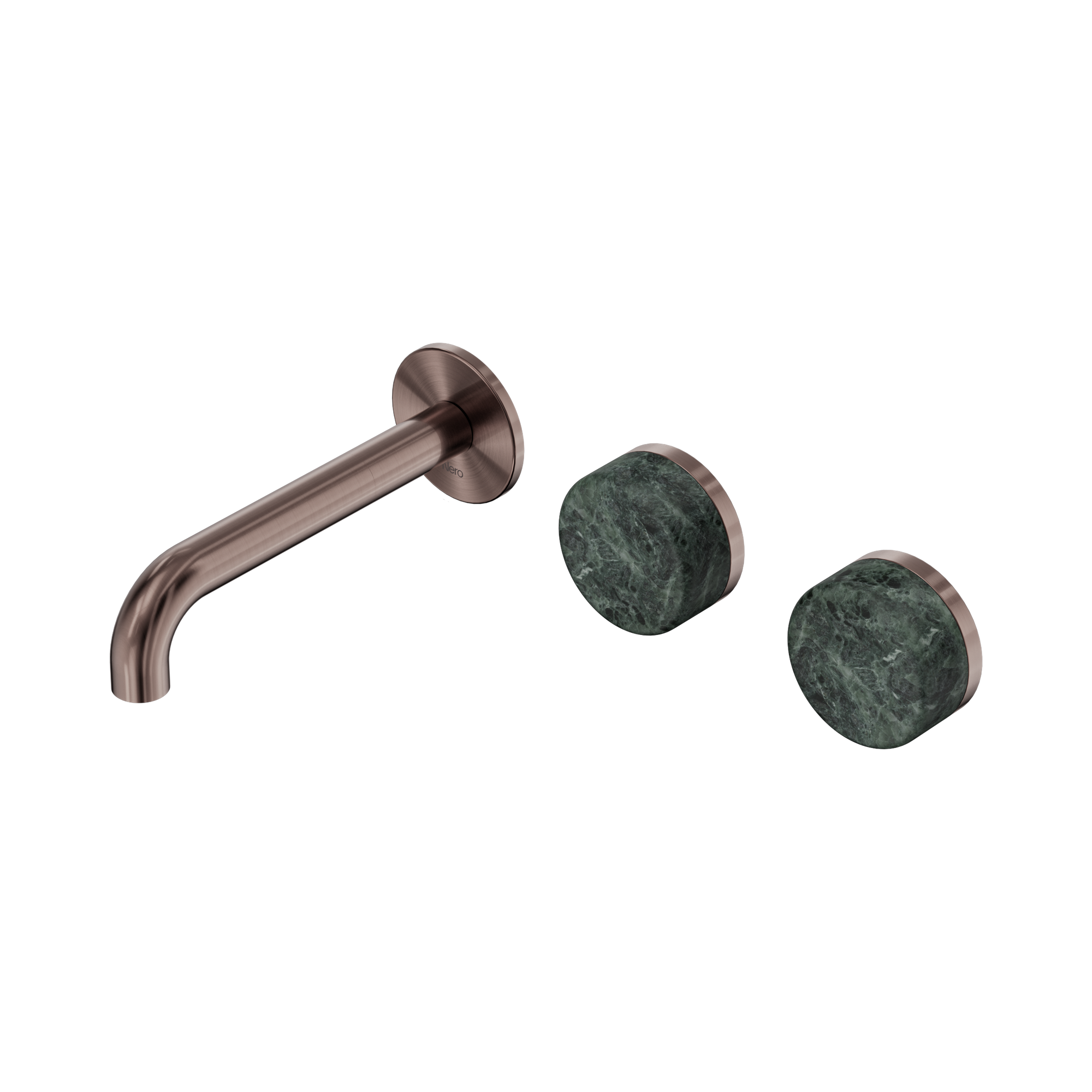 24 D054 BZ Serenity Wall Basin Set 160mm Offset Spout With Verde Alpi Handle Brushed Bronze image 1