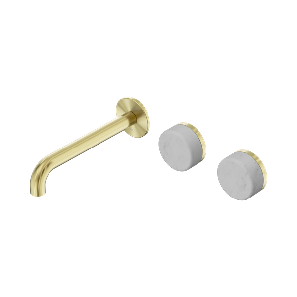 24 D059 BG Serenity Wall Basin Set 185mm Offset Spout With Carrara Handle Brushed Gold Thumb