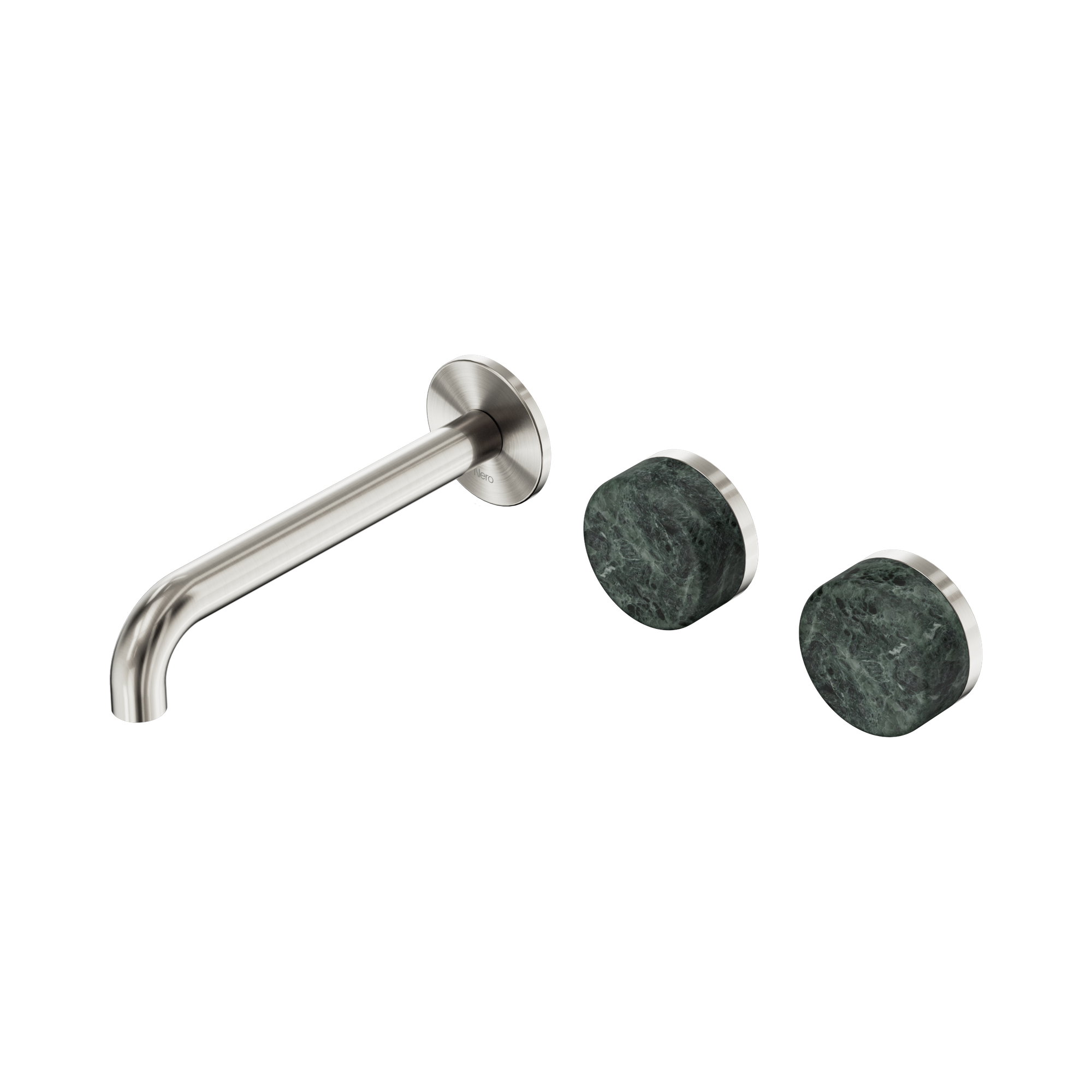 24 D060 BN Serenity Wall Basin Set 185mm Offset Spout With Verde Alpi Handle Brushed Nickel image 1