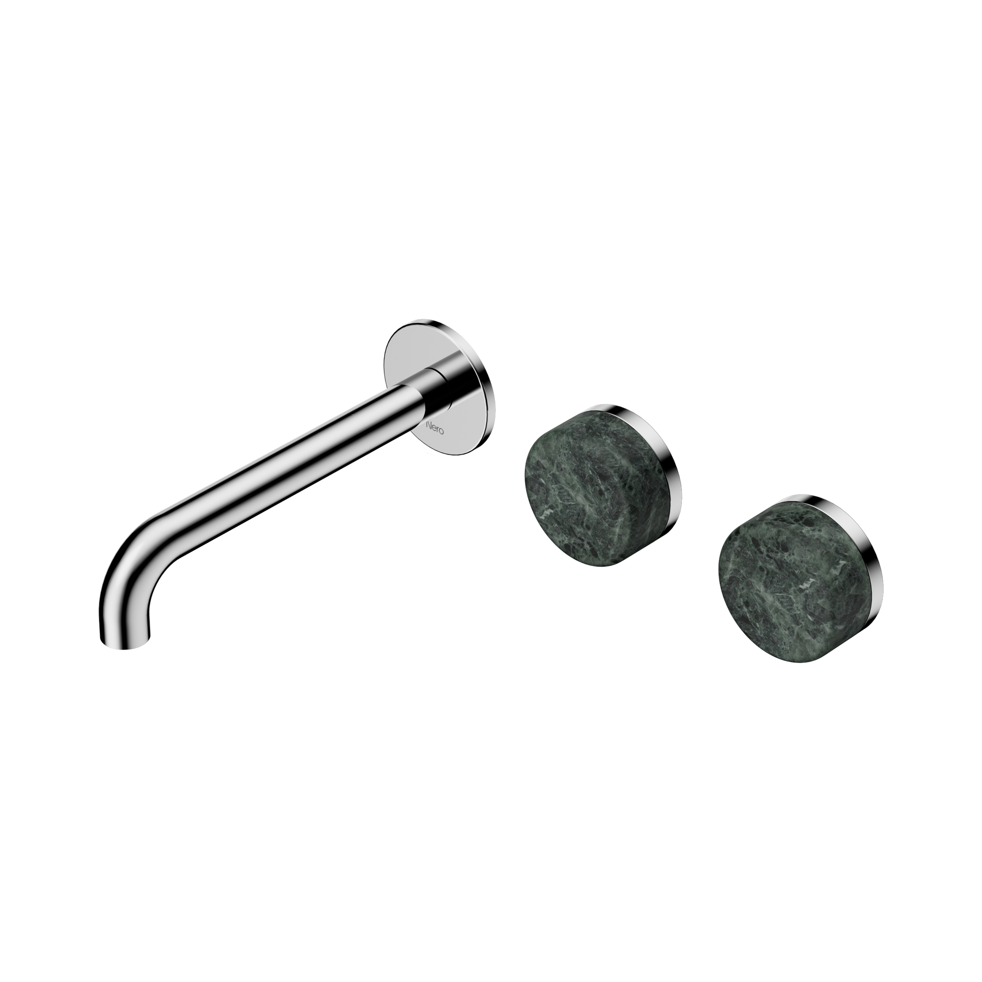 24 D060 CH Serenity Wall Basin Set 185mm Offset Spout With Verde Alpi Handle Chrome image 1