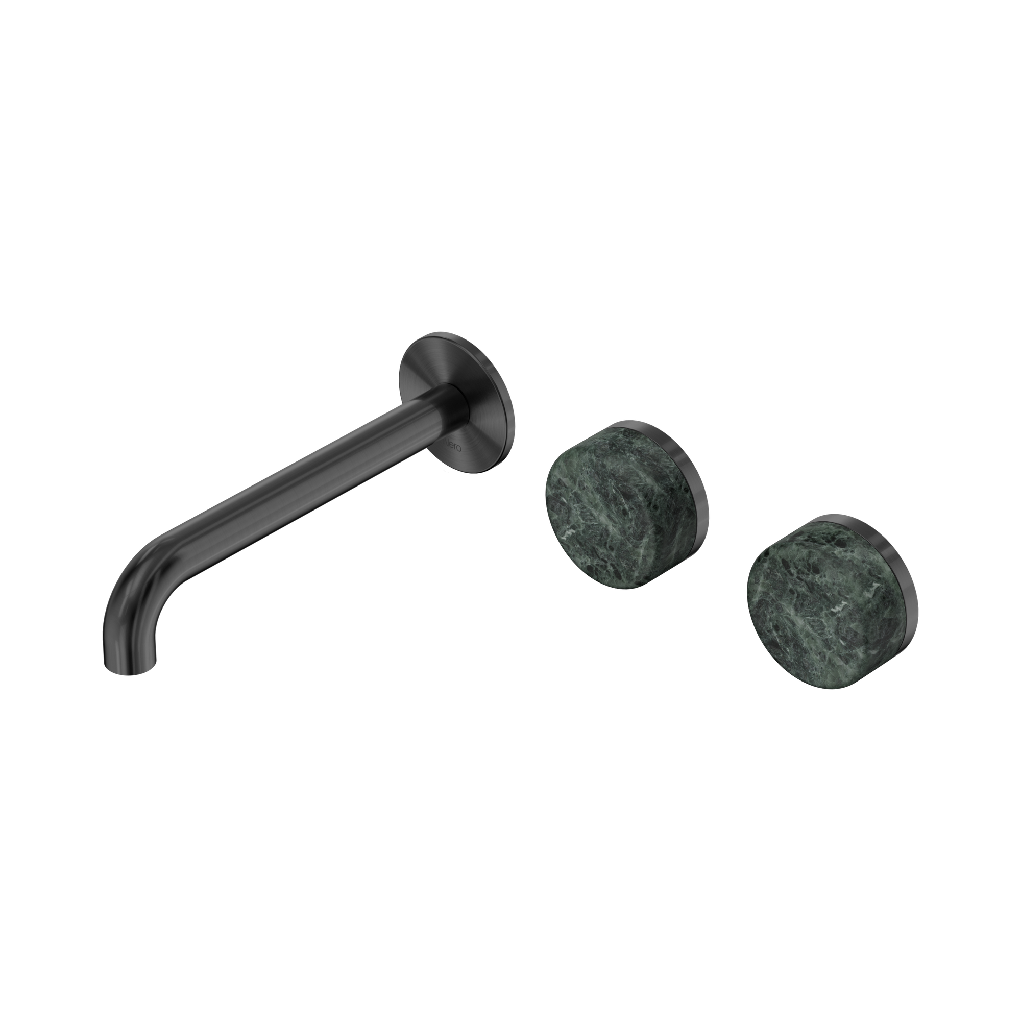 24 D060 GM Serenity Wall Basin Set 185mm Offset Spout With Verde Alpi Handle Gun Metal image 1