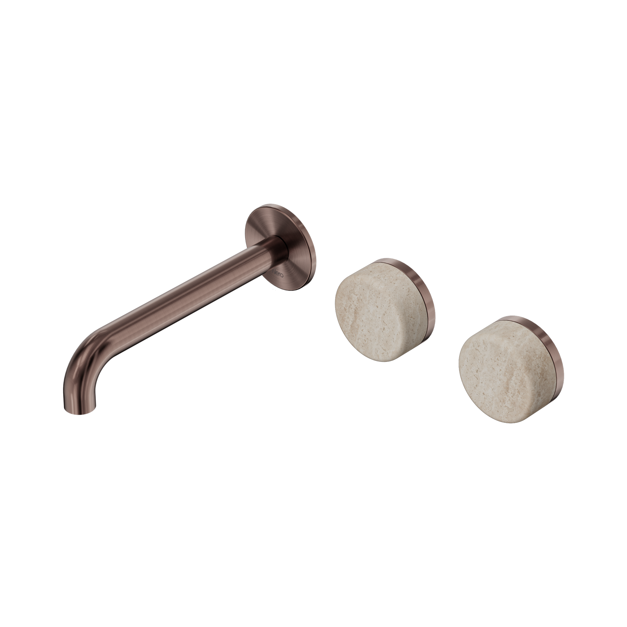 24 D061 BZ Serenity Wall Basin Set 185mm Offset Spout With Rome Travertine Handle Brushed Bronze image 1