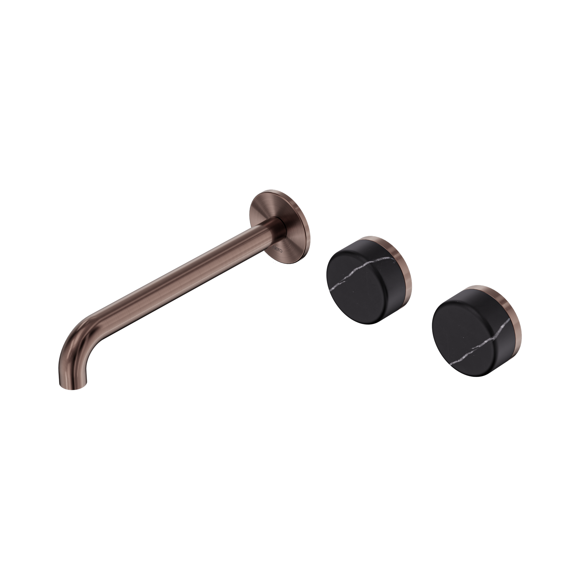 24 D065 BZ Serenity Wall Basin Set 220mm Offset Spout With Carrara Handle Brushed Bronze image 1