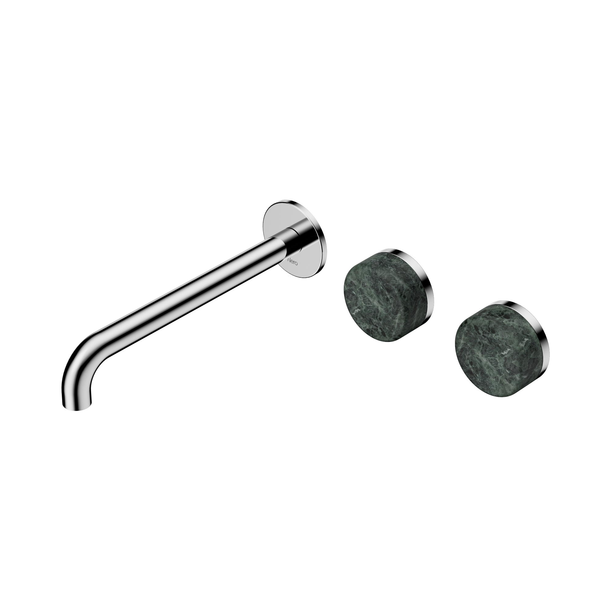 24 D066 CH Serenity Wall Basin Set 220mm Offset Spout With Verde Alpi Handle Chrome image 1