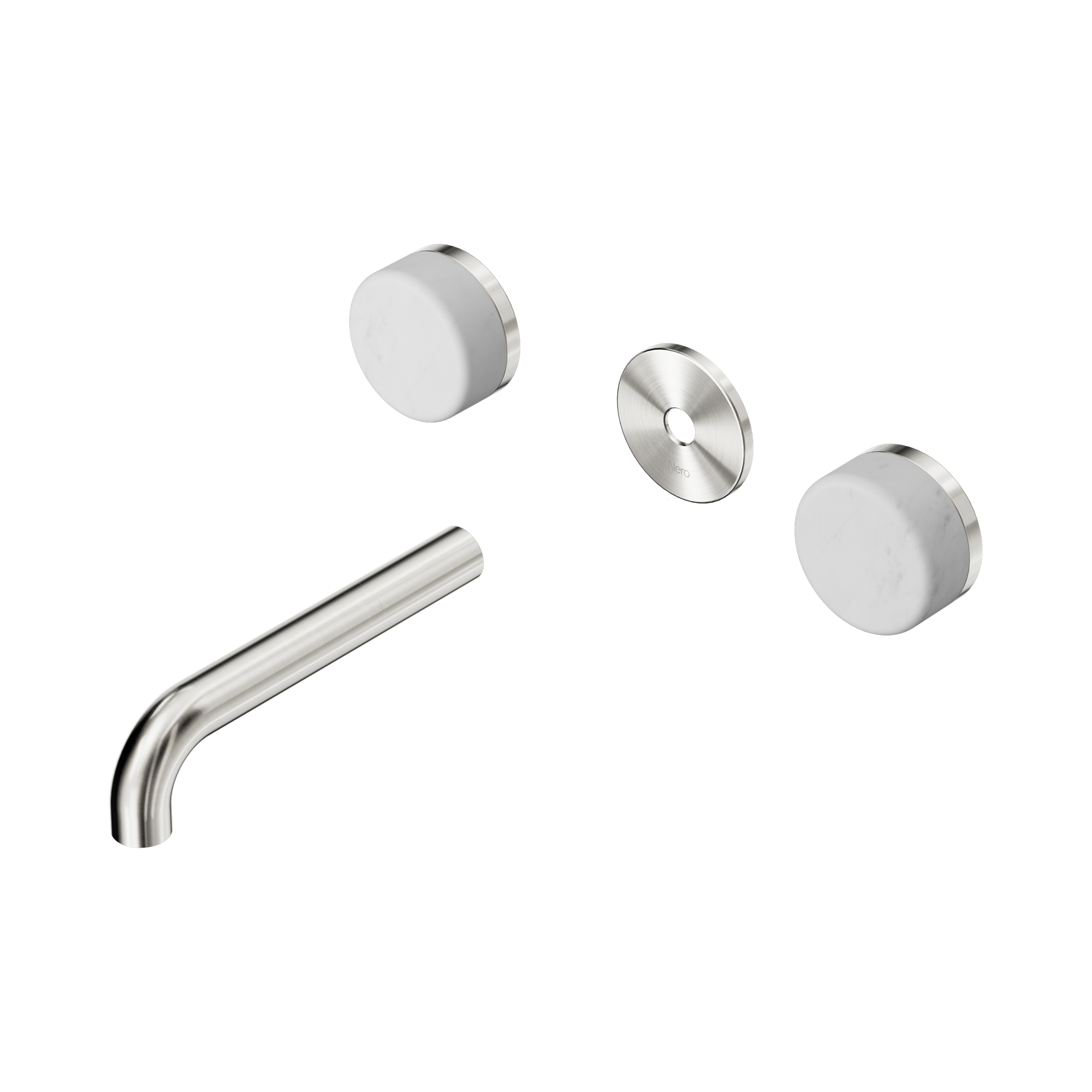 24 D074 BN Serenity Wall Basin Set 160mm Spout With Carrara Handle Trim Kit Only Brushed Nickel image 1