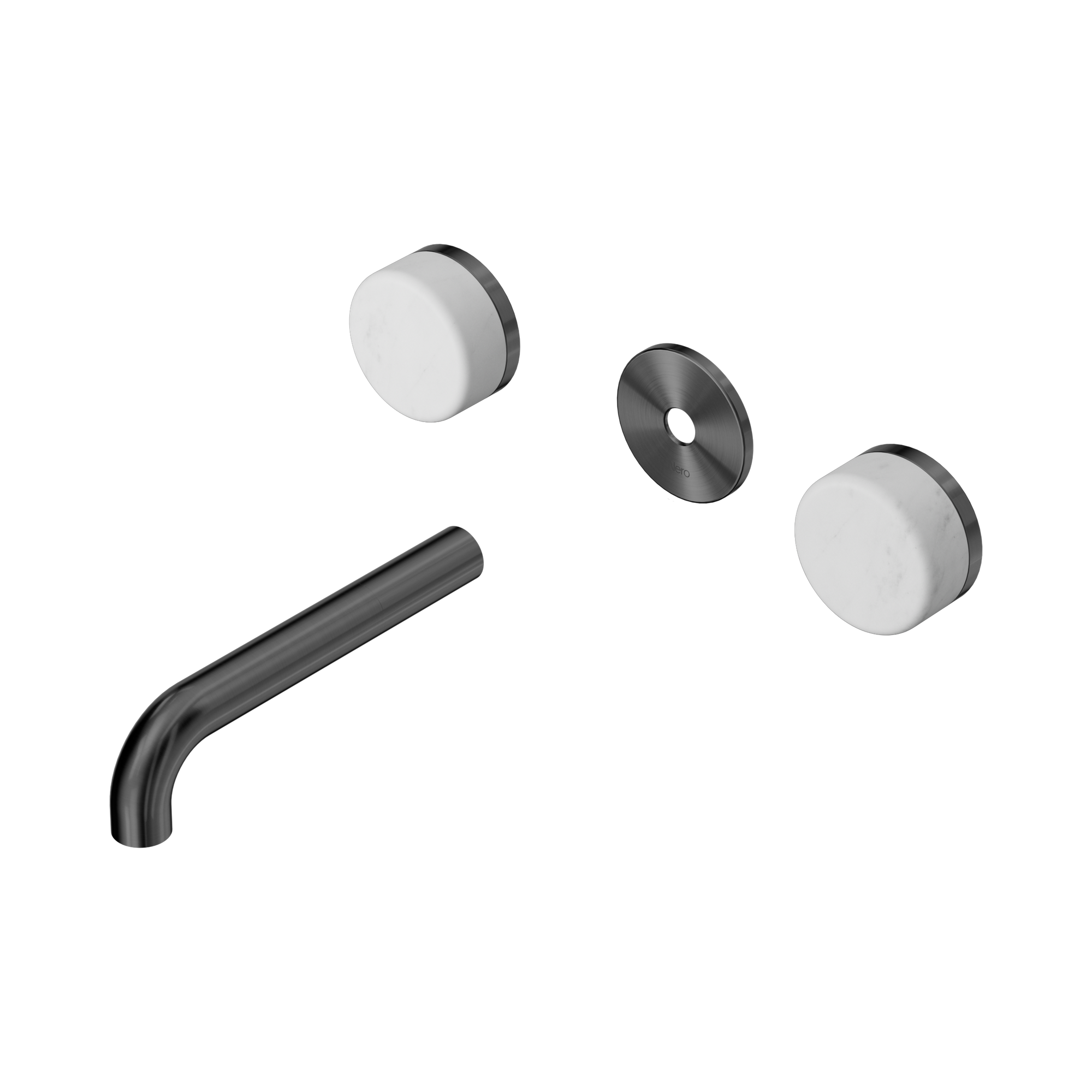 24 D074 GM Serenity Wall Basin Set 160mm Spout With Carrara Handle Trim Kit Only Gun Metal image 1