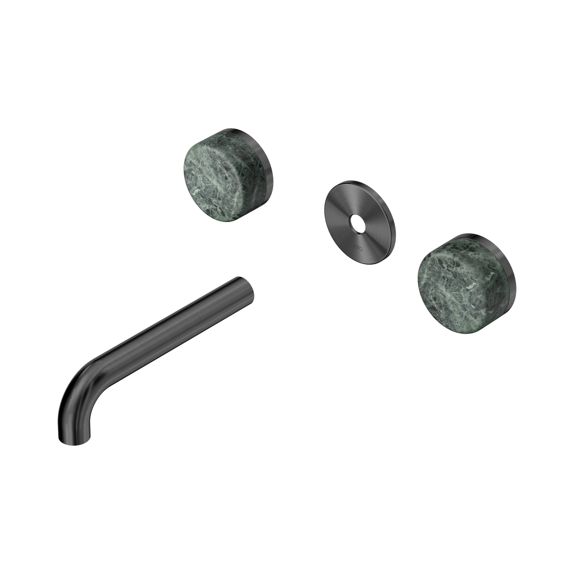 24 D075 GM Serenity Wall Basin Set 160mm Spout With Verde Alpi Handle Trim Kit Only Gun Metal image 1