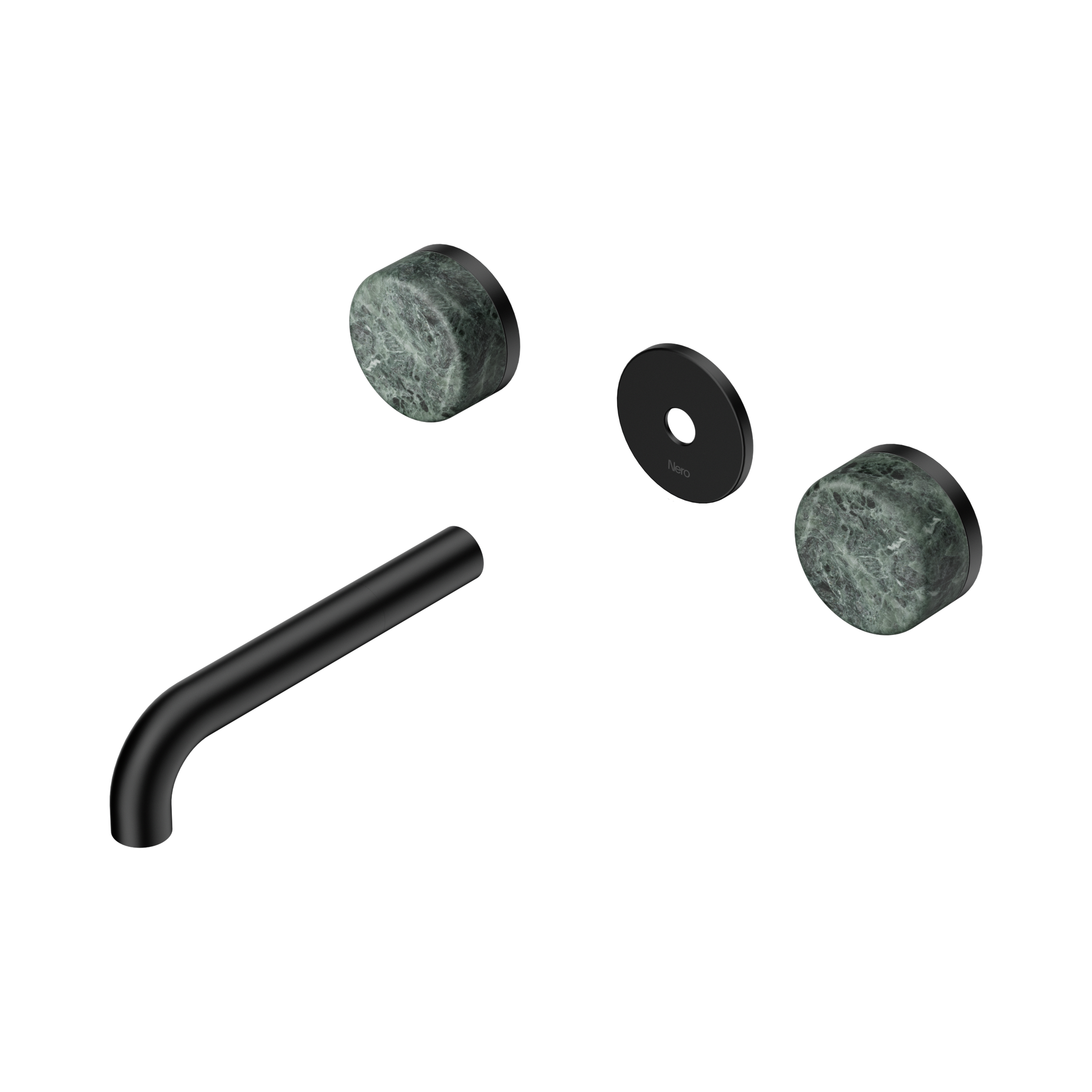 24 D075 MB Serenity Wall Basin Set 160mm Spout With Verde Alpi Handle Trim Kit Only Matte Black image 1