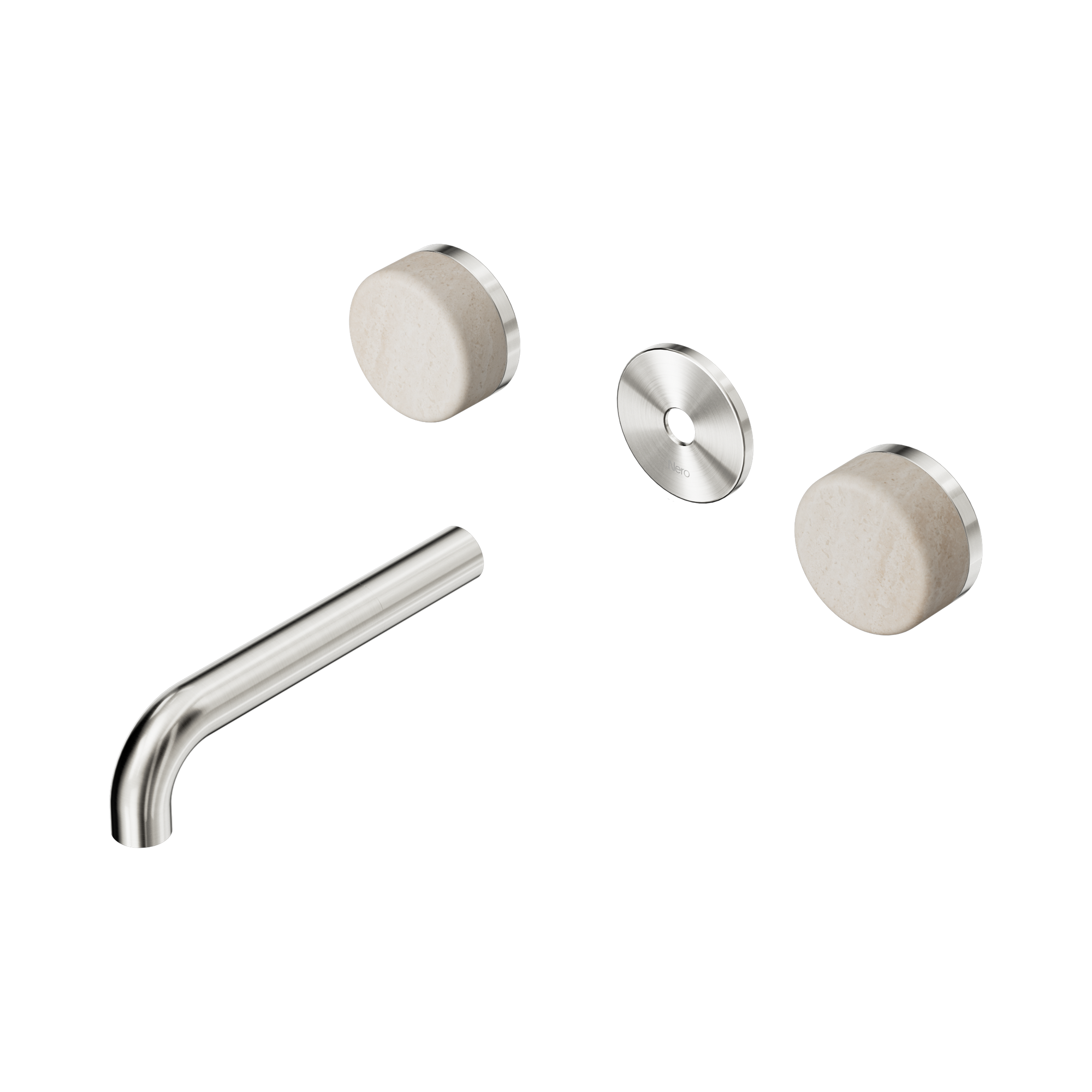24 D076 BN Serenity Wall Basin Set 160mm Spout With Rome Travertine Handle Trim Kit Only Brushed Nickel image 1