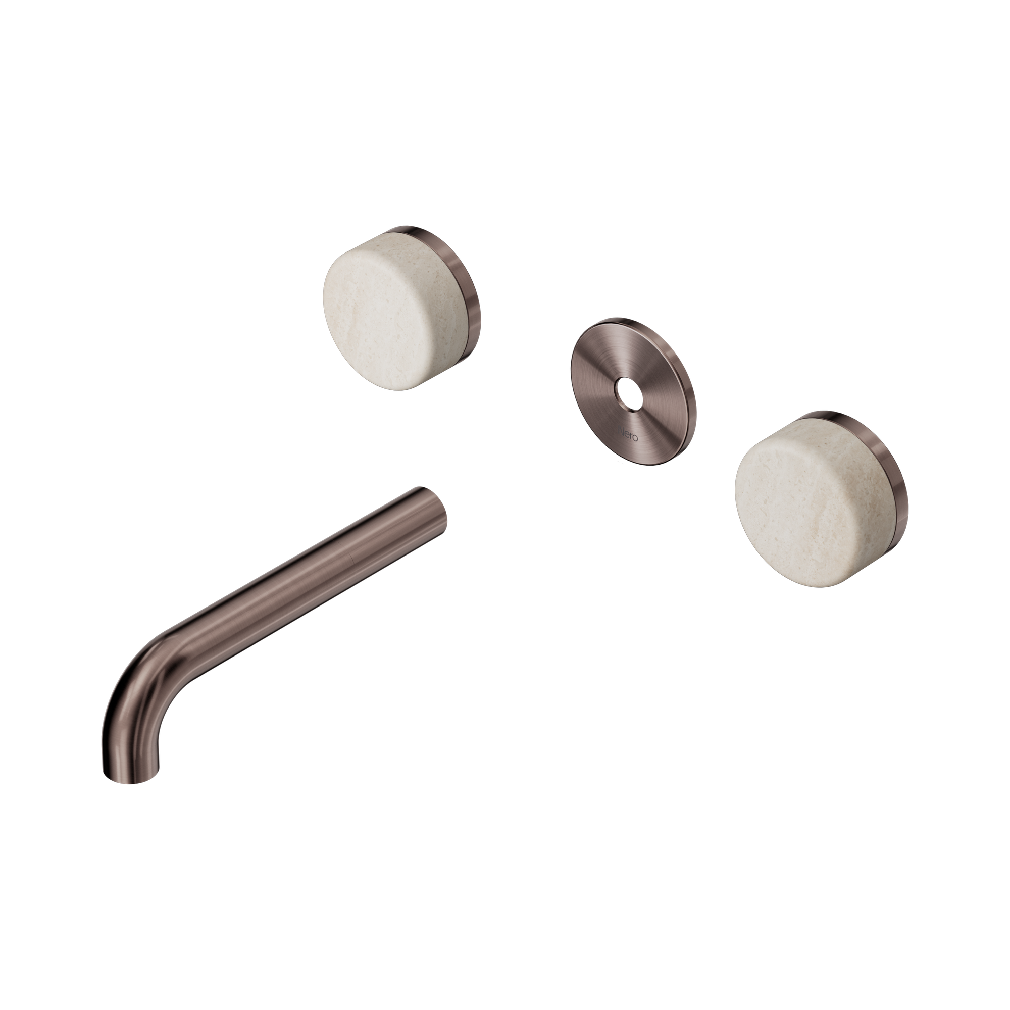 24 D076 BZ Serenity Wall Basin Set 160mm Spout With Rome Travertine Handle Trim Kit Only Brushed Bronze image 1