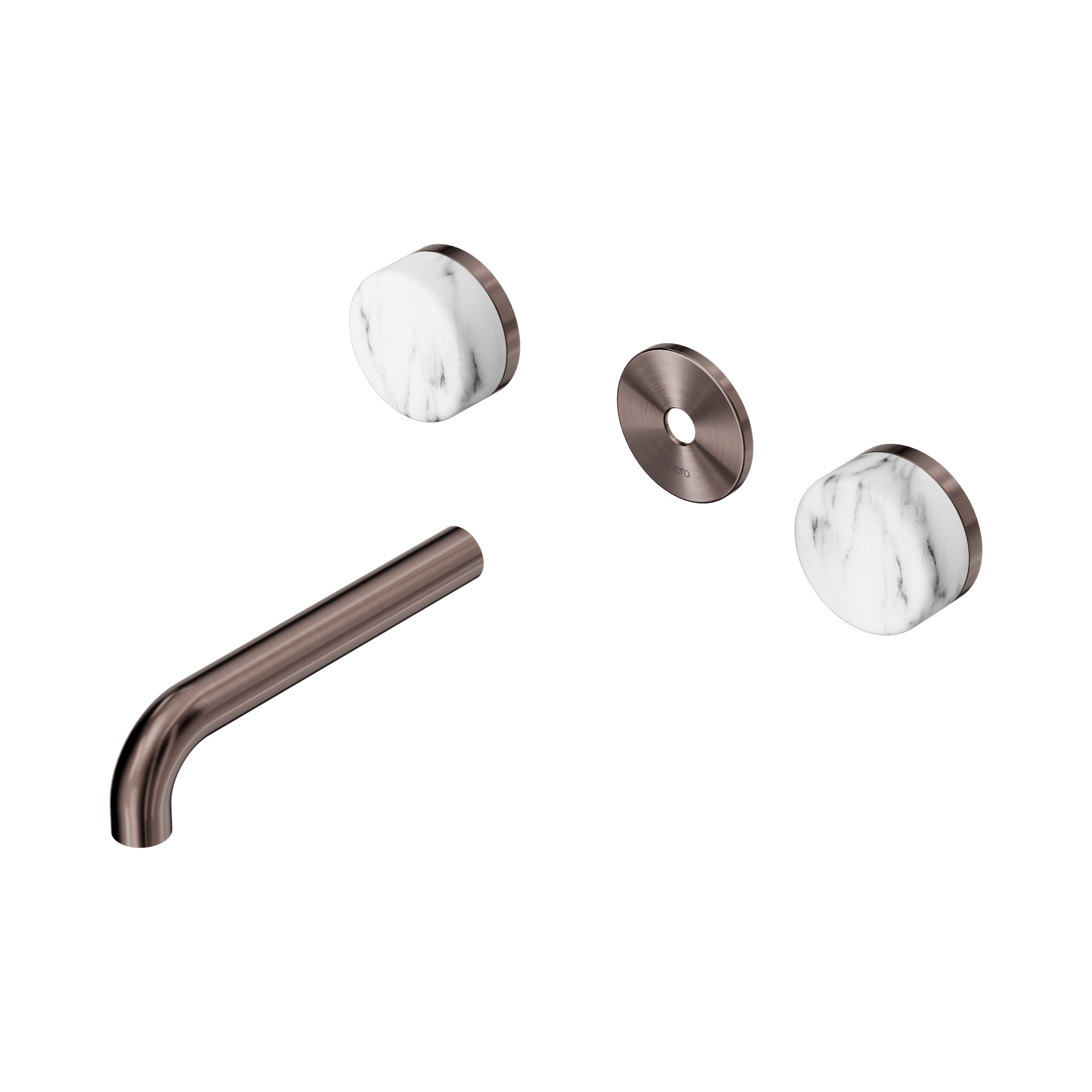 24 D077 BZ Serenity Wall Basin Set 160mm Spout With Arabescato Corchia Handle Trim Kit Only Brushed Bronze image 1