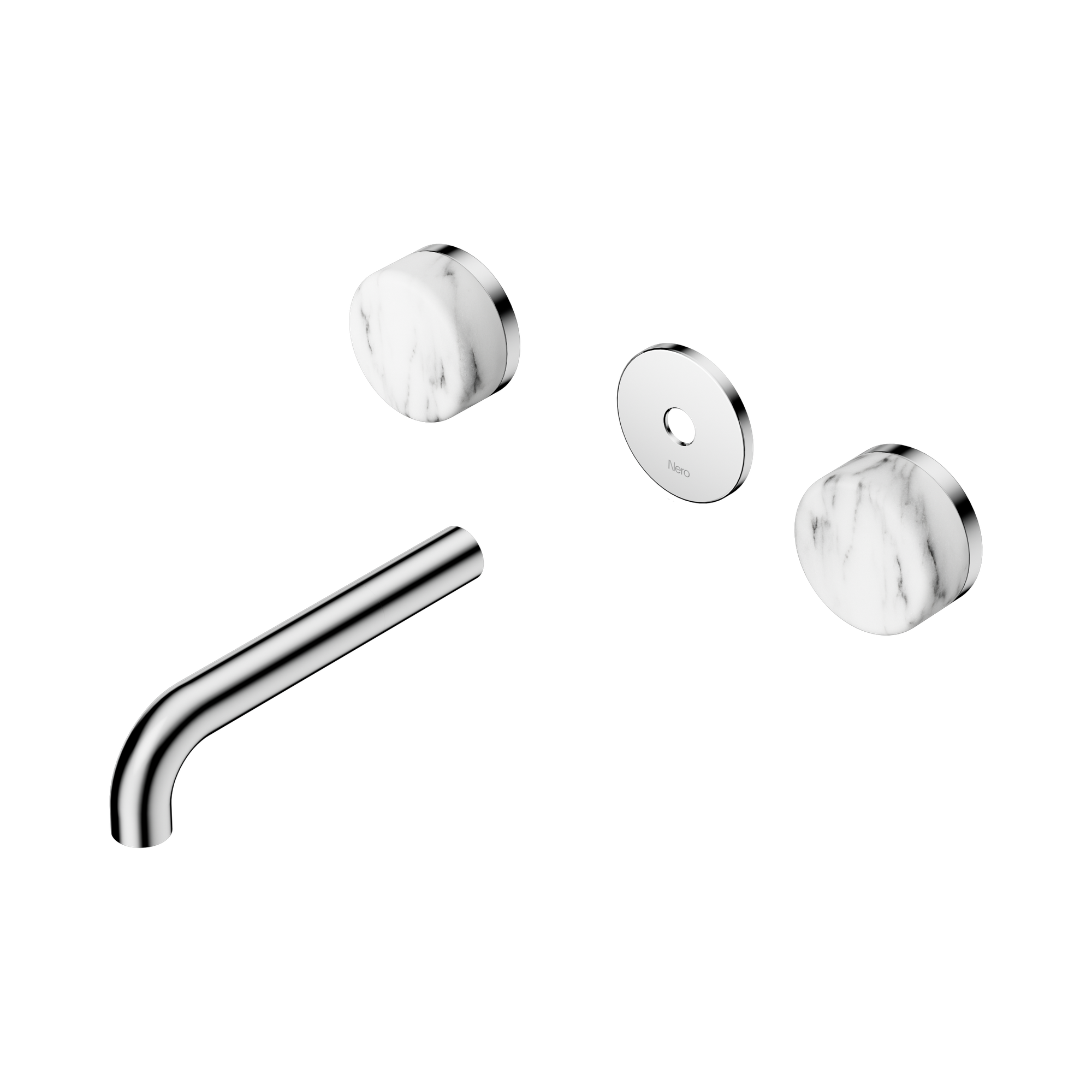 24 D077 CH Serenity Wall Basin Set 160mm Spout With Arabescato Corchia Handle Trim Kit Only Chrome image 1