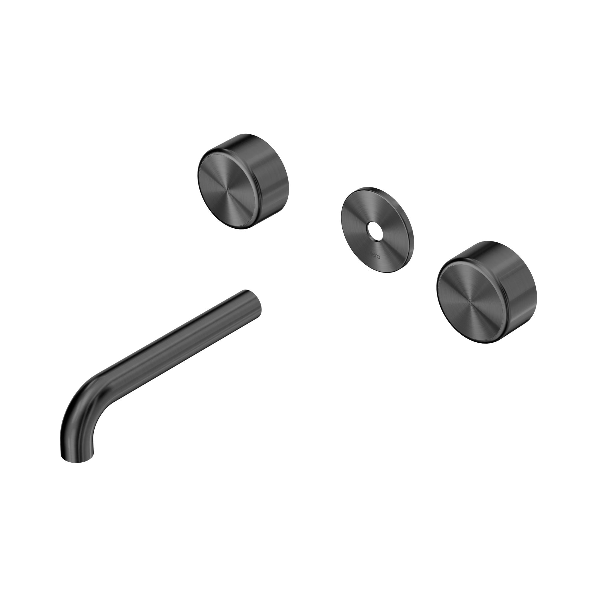 24 D079 GM Serenity Wall Basin Set 160mm Spout With Metal Handle Trim Kit Only Gun Metal image 1