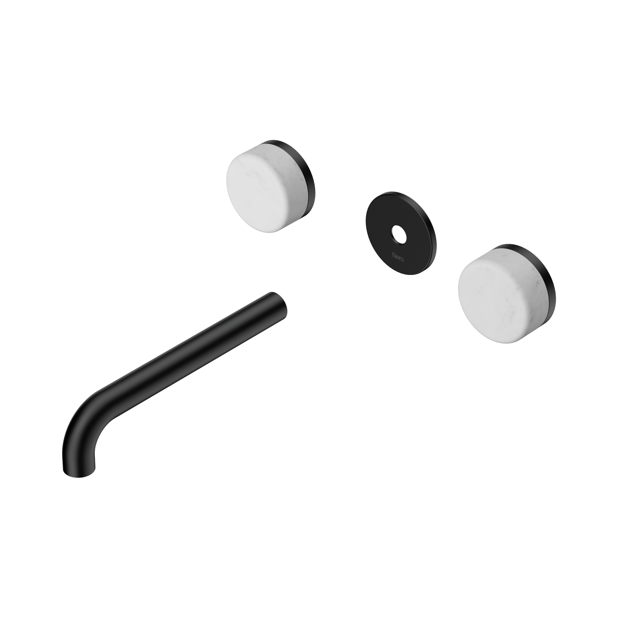 24 D080 MB Serenity Wall Basin Set 185mm Spout With Carrara Handle Trim Kit Only Matte Black image 1