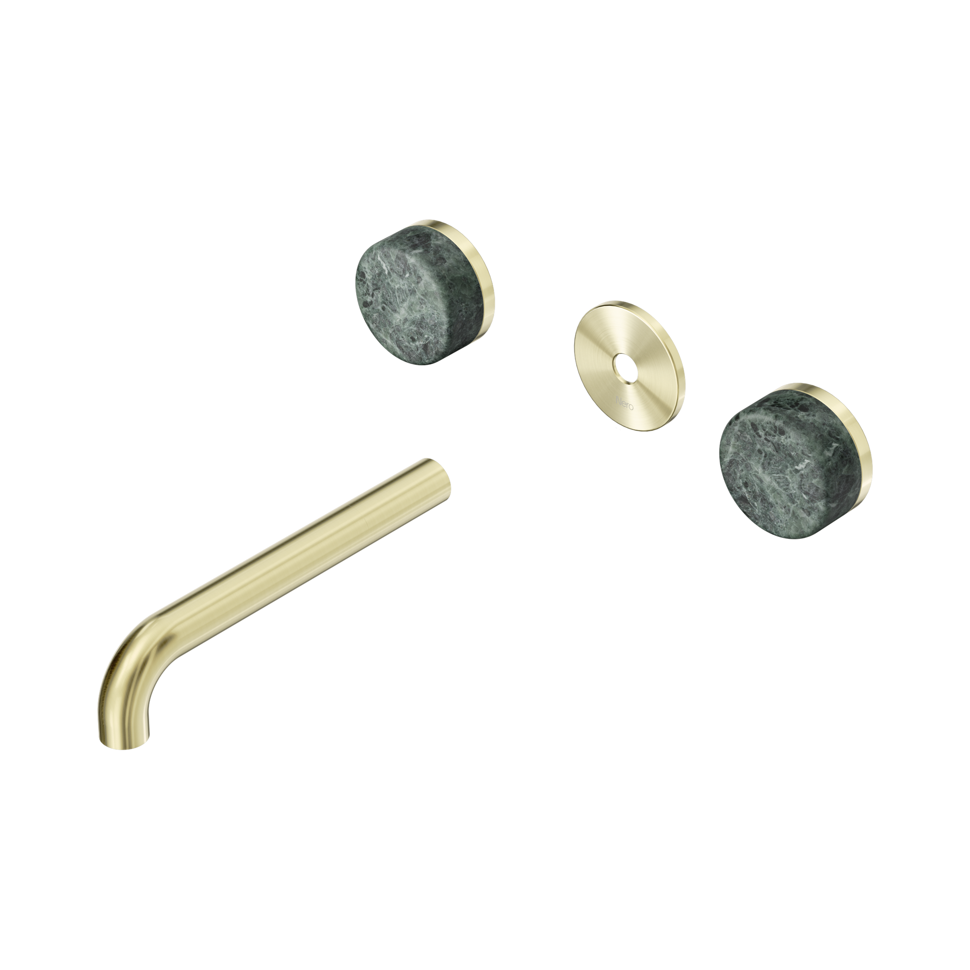 24 D081 BG Serenity Wall Basin Set 185mm Spout With Verde Alpi Handle Trim Kit Only Brushed Gold image 1