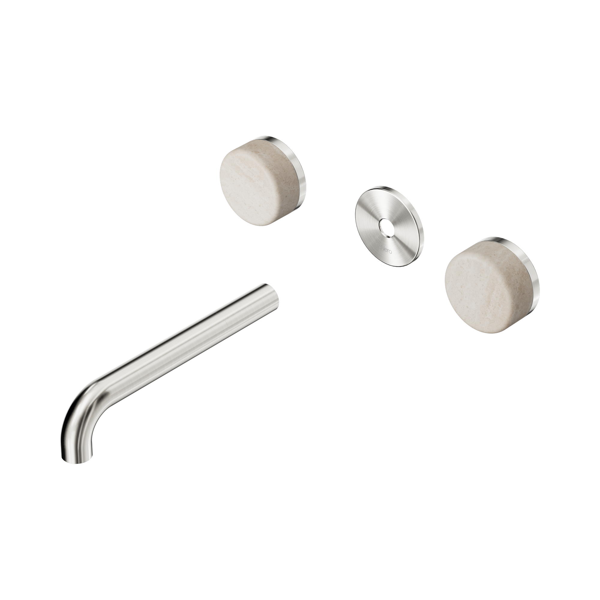 24 D082 BN Serenity Wall Basin Set 185mm Spout With Rome Travertine Handle Trim Kit Only Brushed Nickel image 1