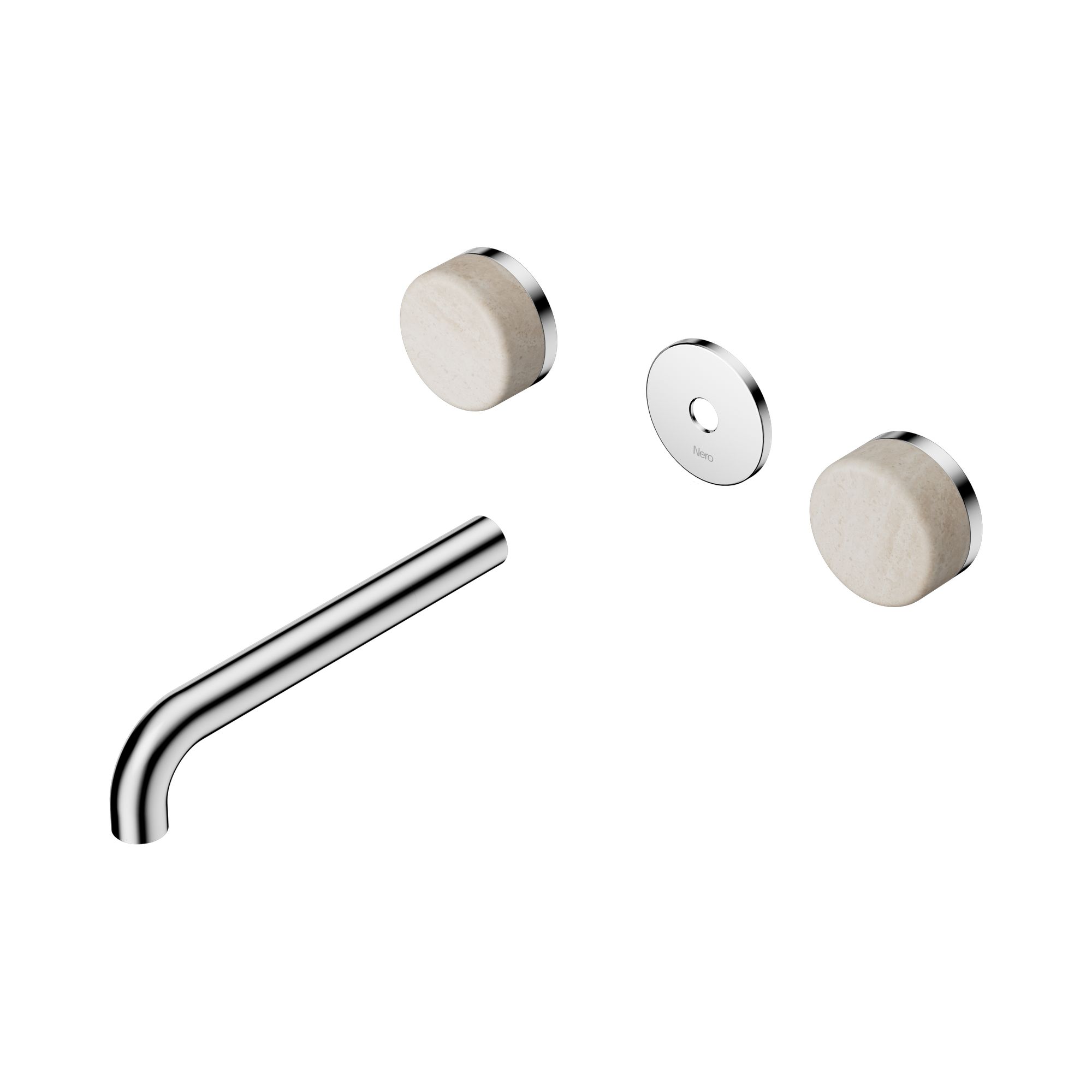 24 D082 CH Serenity Wall Basin Set 185mm Spout With Rome Travertine Handle Trim Kit Only Chrome image 1