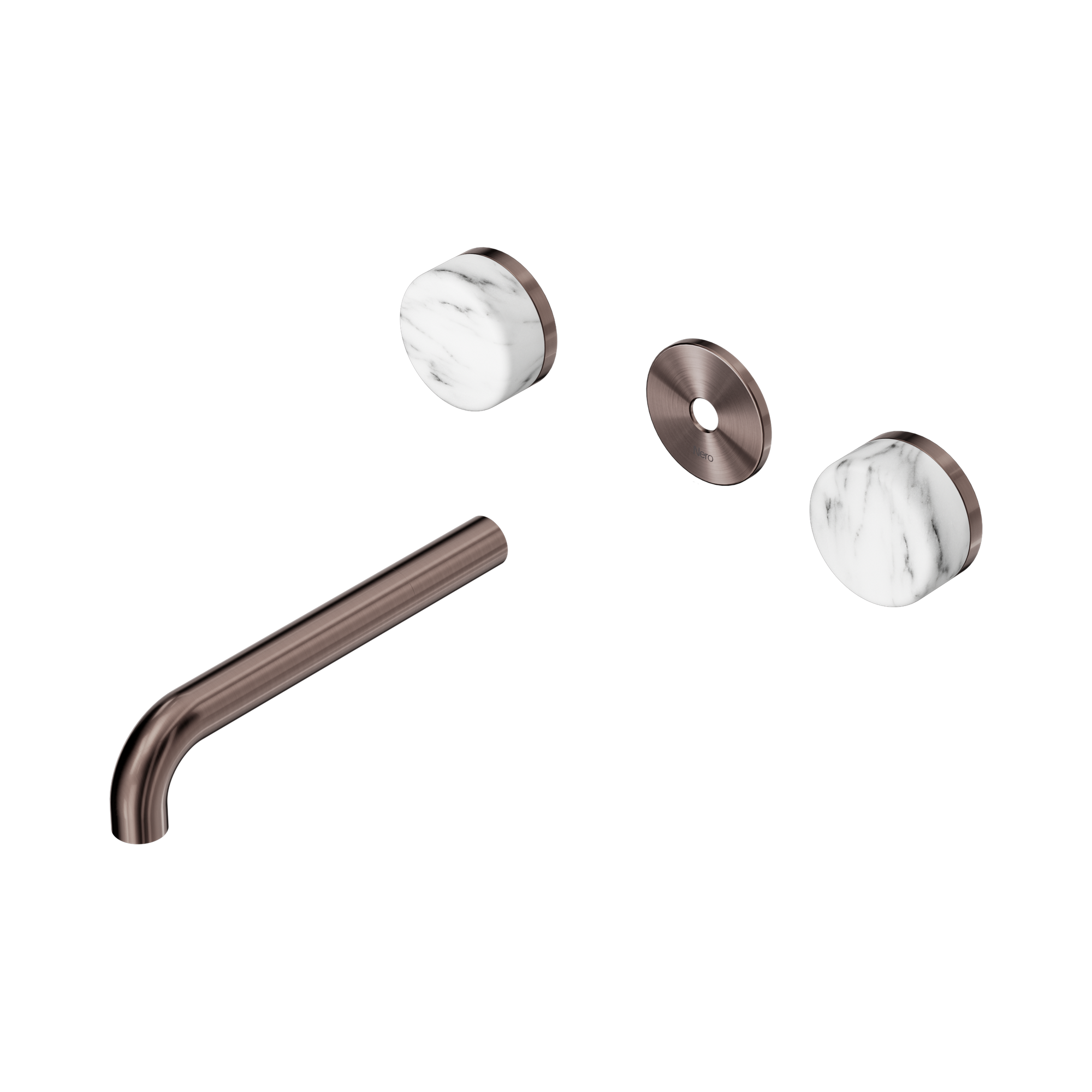 24 D083 BZ Serenity Wall Basin Set 185mm Spout With Arabescato Corchia Handle Trim Kit Only Brushed Bronze image 1