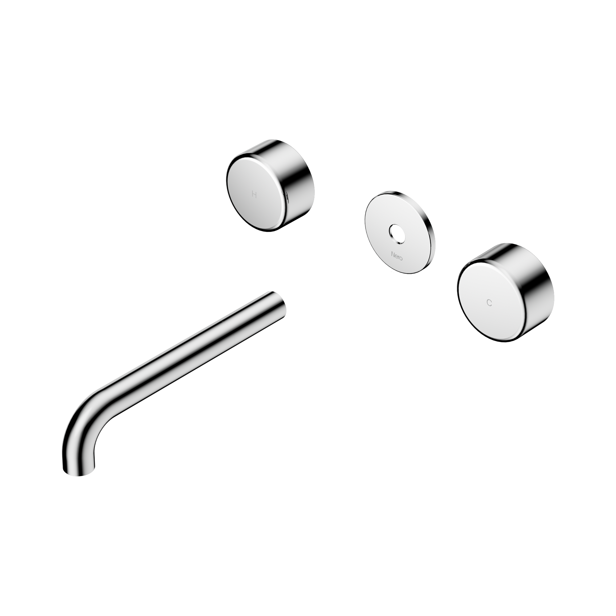 24 D085 CH Serenity Wall Basin Set 185mm Spout With Metal Handle Trim Kit Only Chrome image 1