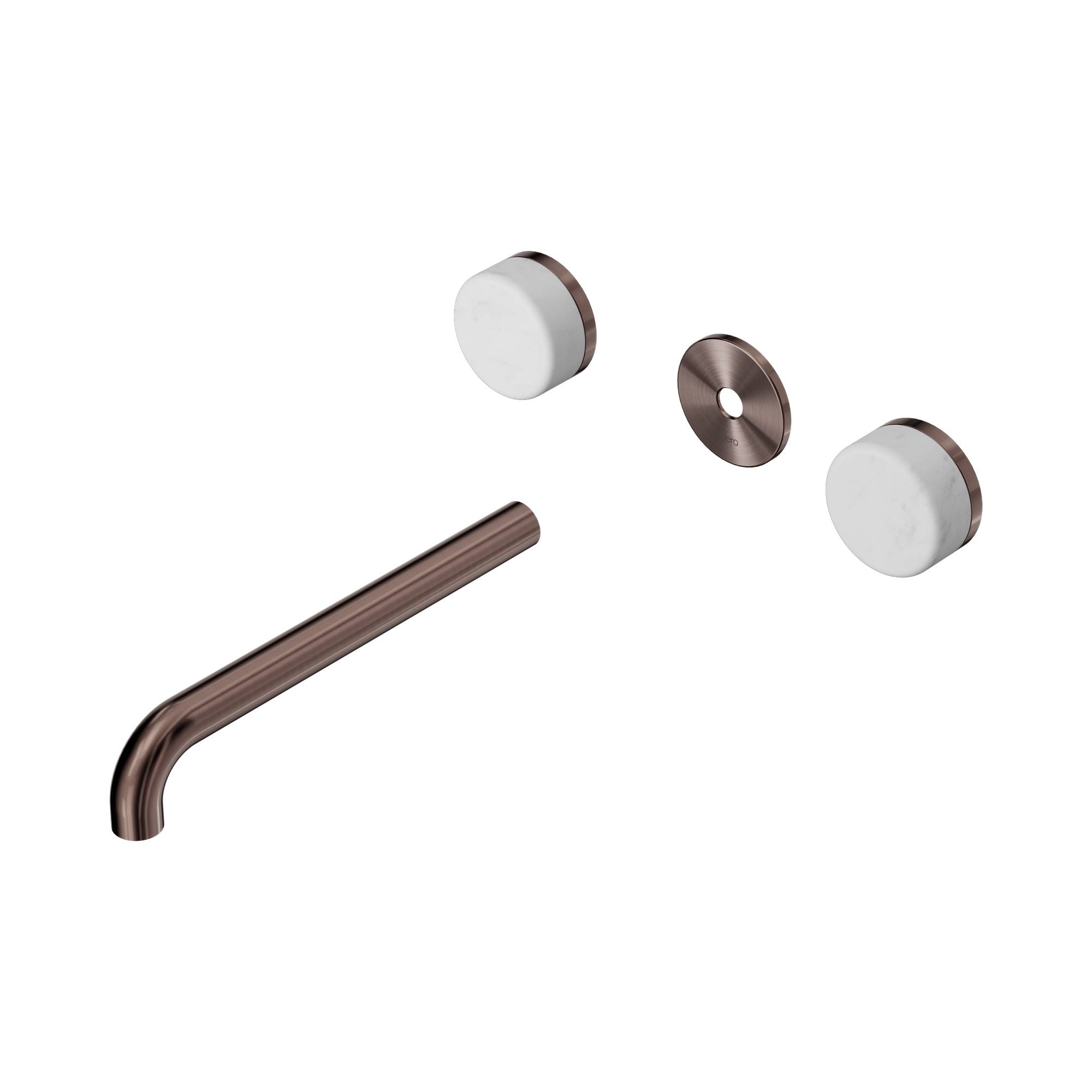 24 D086 BZ Serenity Wall Basin Set 220mm Spout With Carrara Handle Trim Kit Only Brushed Bronze image 1