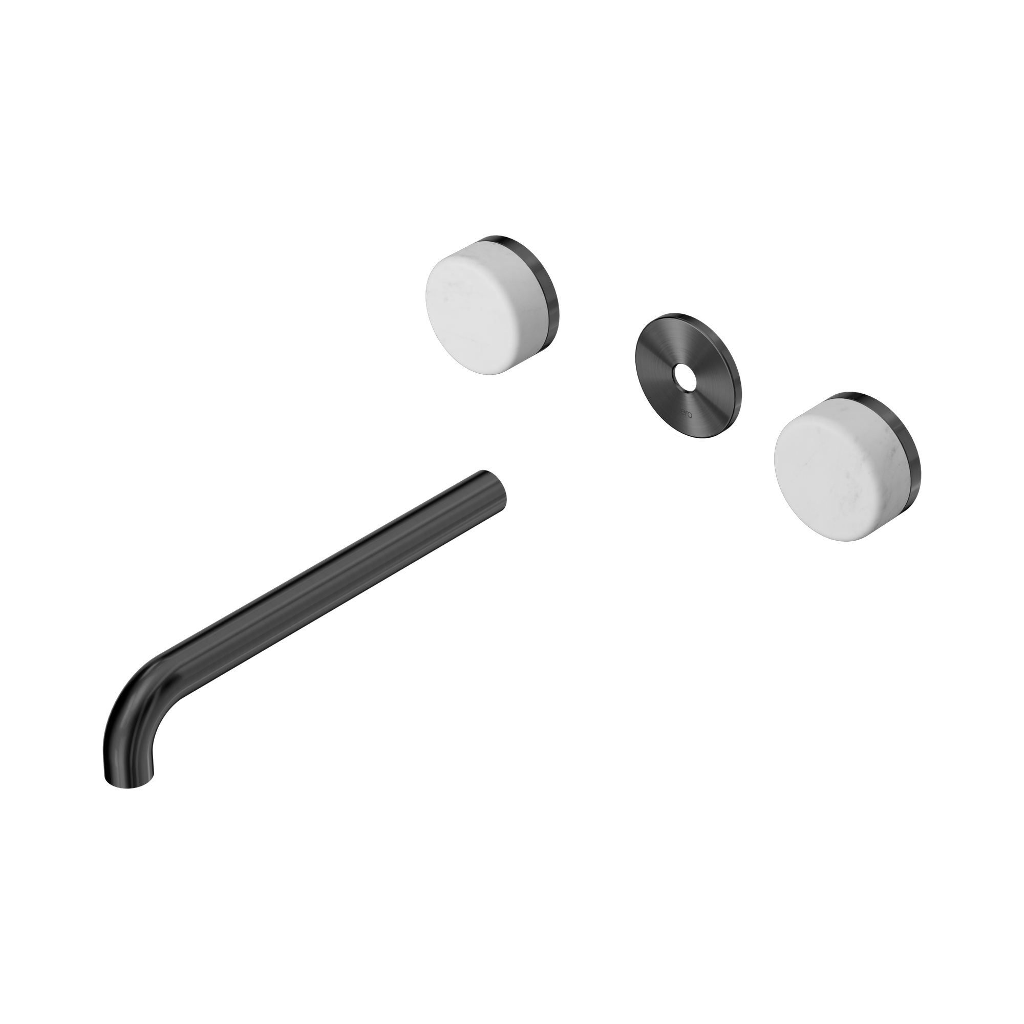 24 D086 GM Serenity Wall Basin Set 220mm Spout With Carrara Handle Trim Kit Only Gun Metal image 1