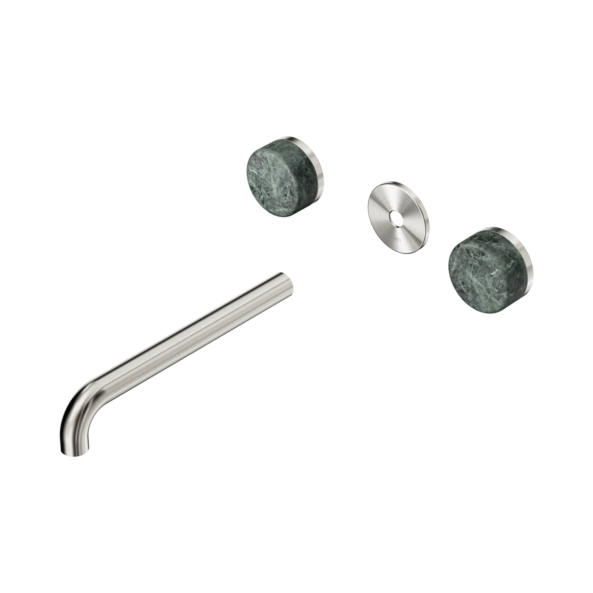 24 D087 BN Serenity Wall Basin Set 220mm Spout With Verde Alpi Handle Trim Kit Only Brushed Nickel image 1