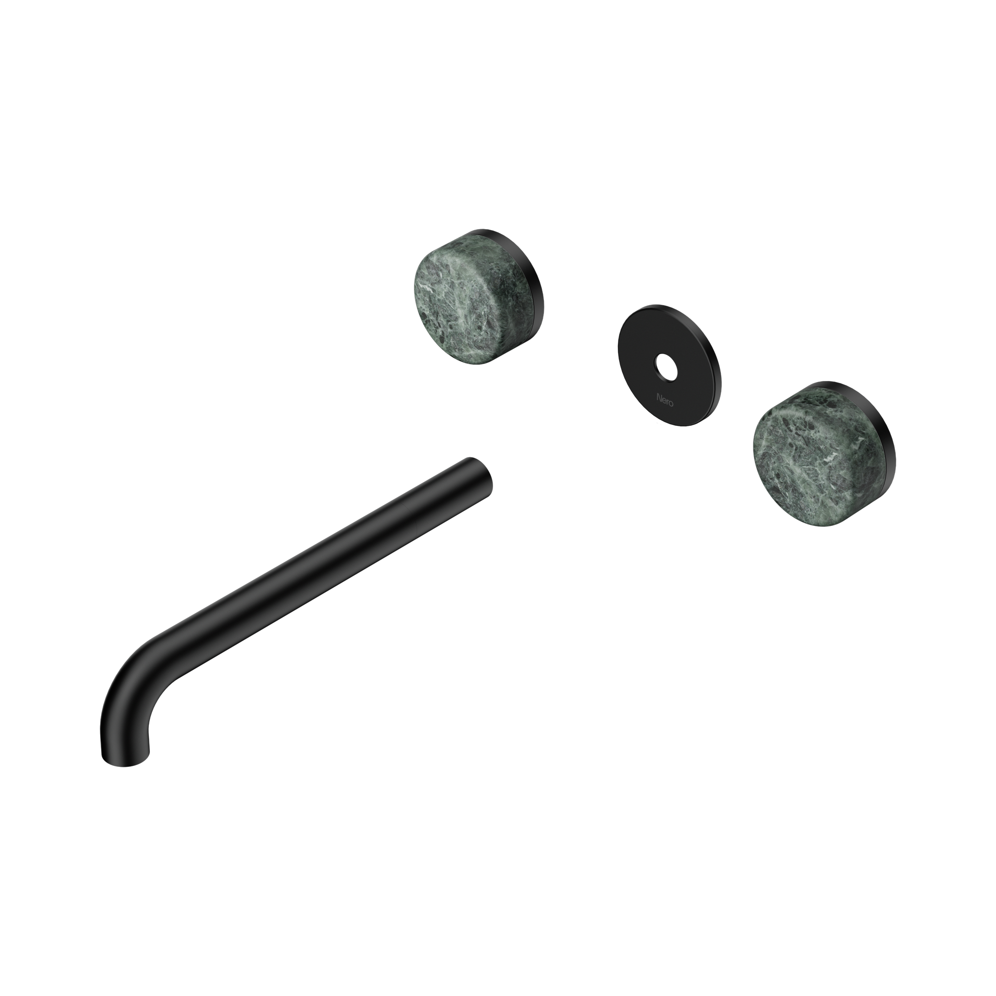 24 D087 MB Serenity Wall Basin Set 220mm Spout With Verde Alpi Handle Trim Kit Only Matte Black image 1