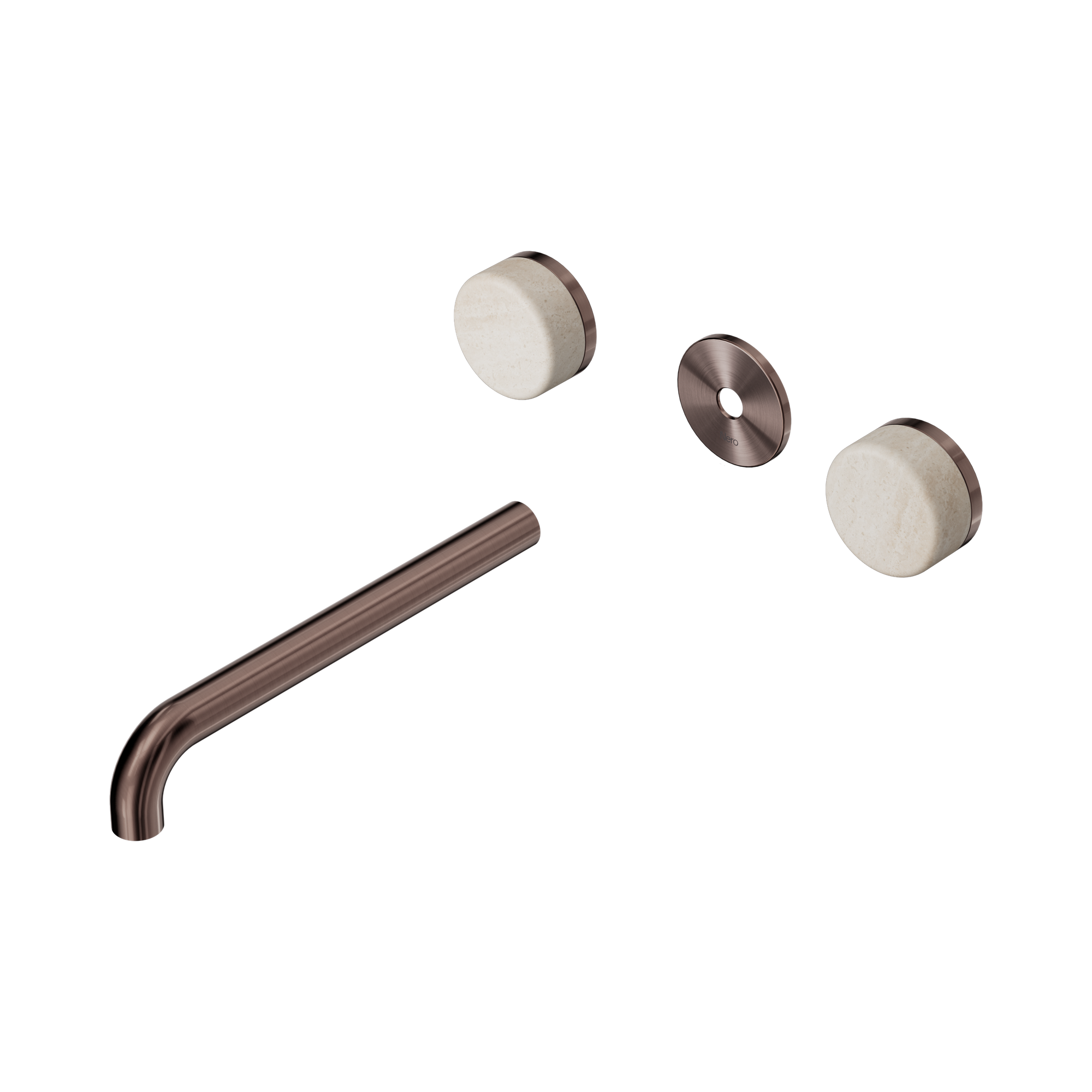 24 D088 BZ Serenity Wall Basin Set 220mm Spout With Rome Travertine Handle Trim Kit Only Brushed Bronze image 1