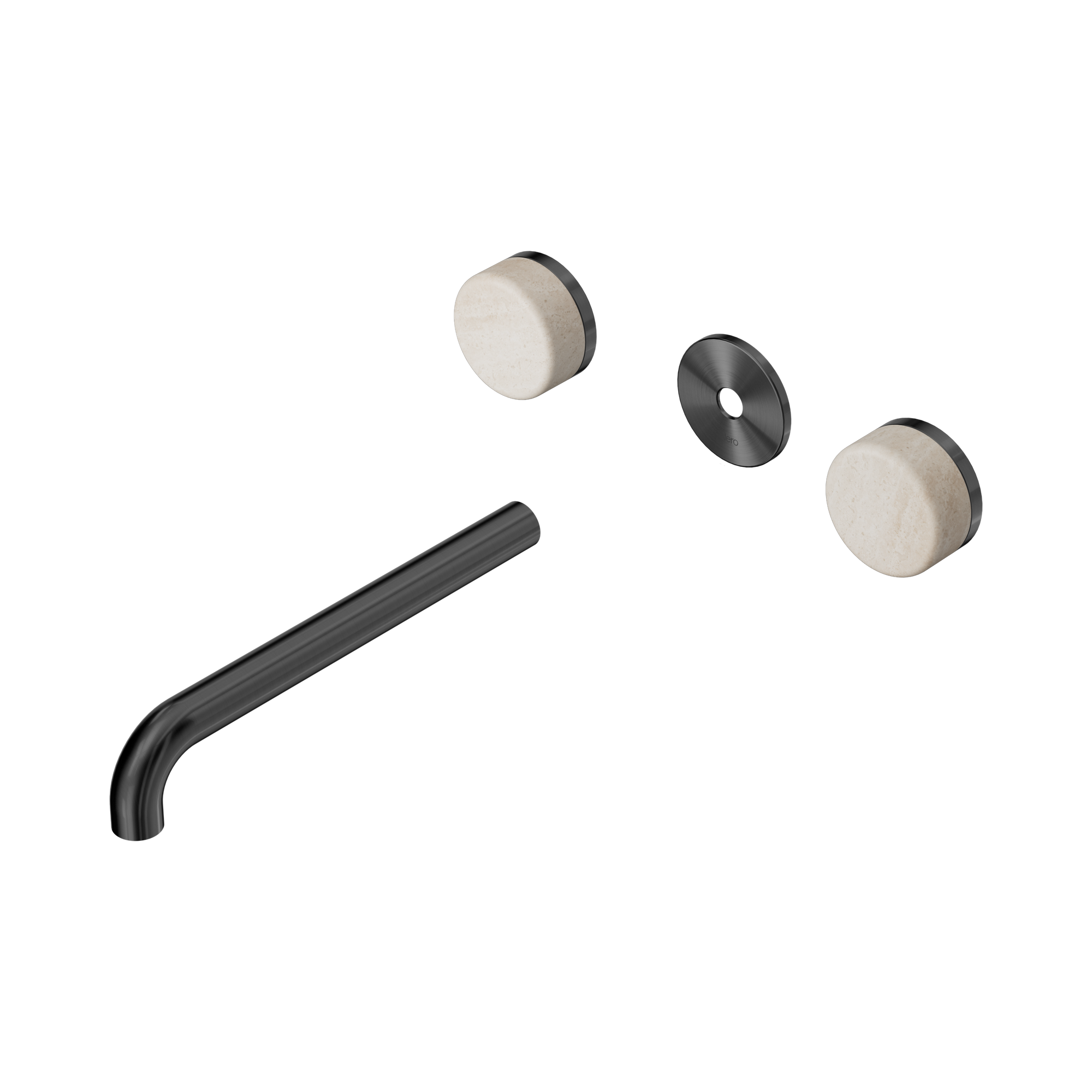 24 D088 GM Serenity Wall Basin Set 220mm Spout With Rome Travertine Handle Trim Kit Only Gun Metal image 1