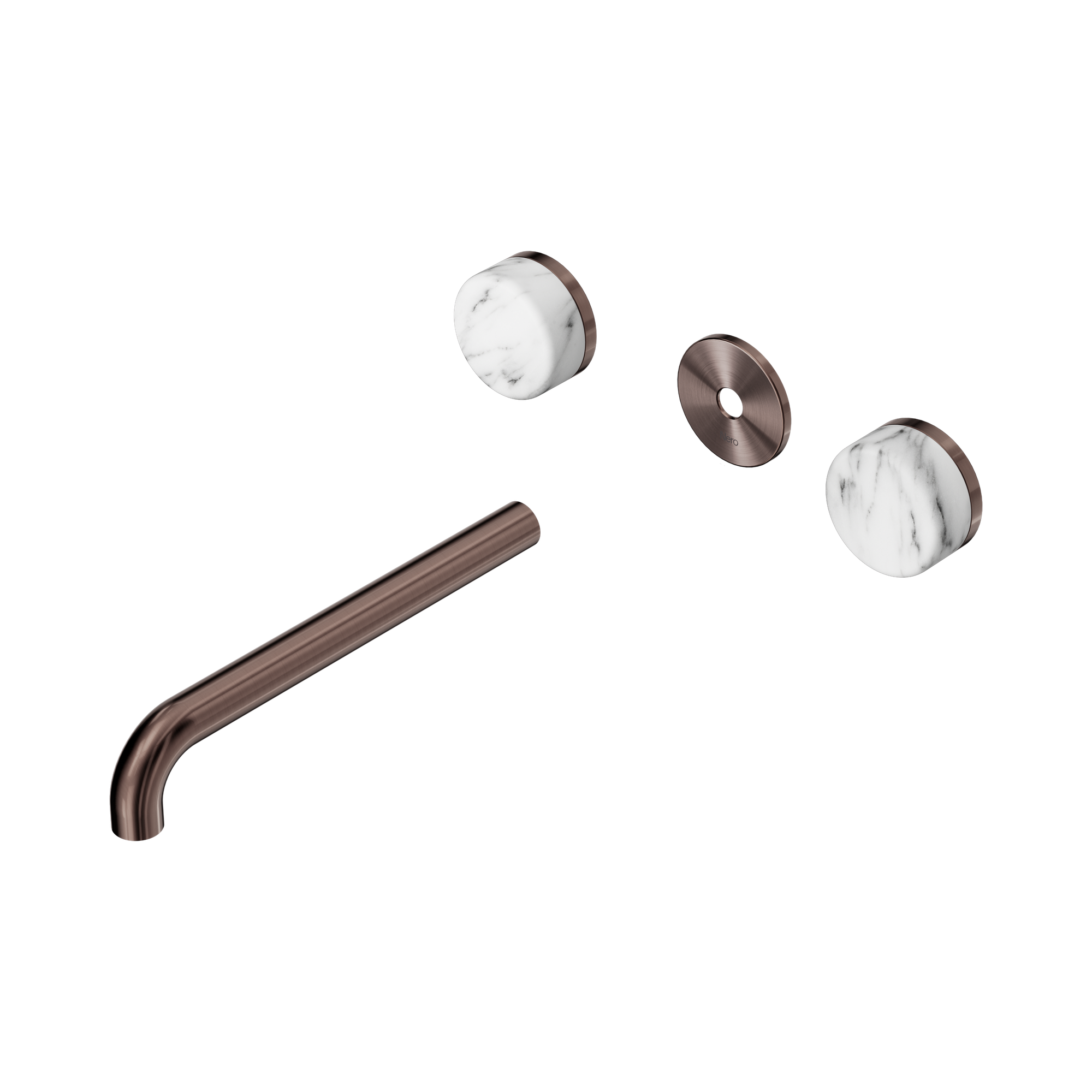 24 D089 BZ Serenity Wall Basin Set 220mm Spout With Arabescato Corchia Handle Trim Kit Only Brushed Bronze image 1