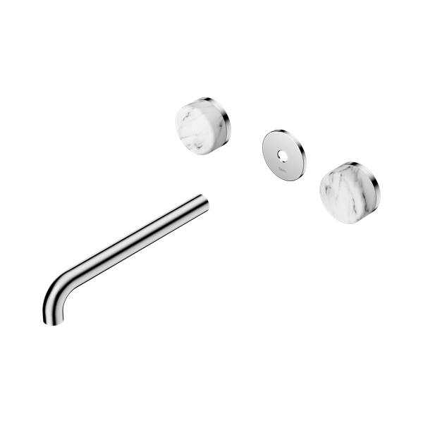 24 D089 CH Serenity Wall Basin Set 220mm Spout With Arabescato Corchia Handle Trim Kit Only Chrome Thumb