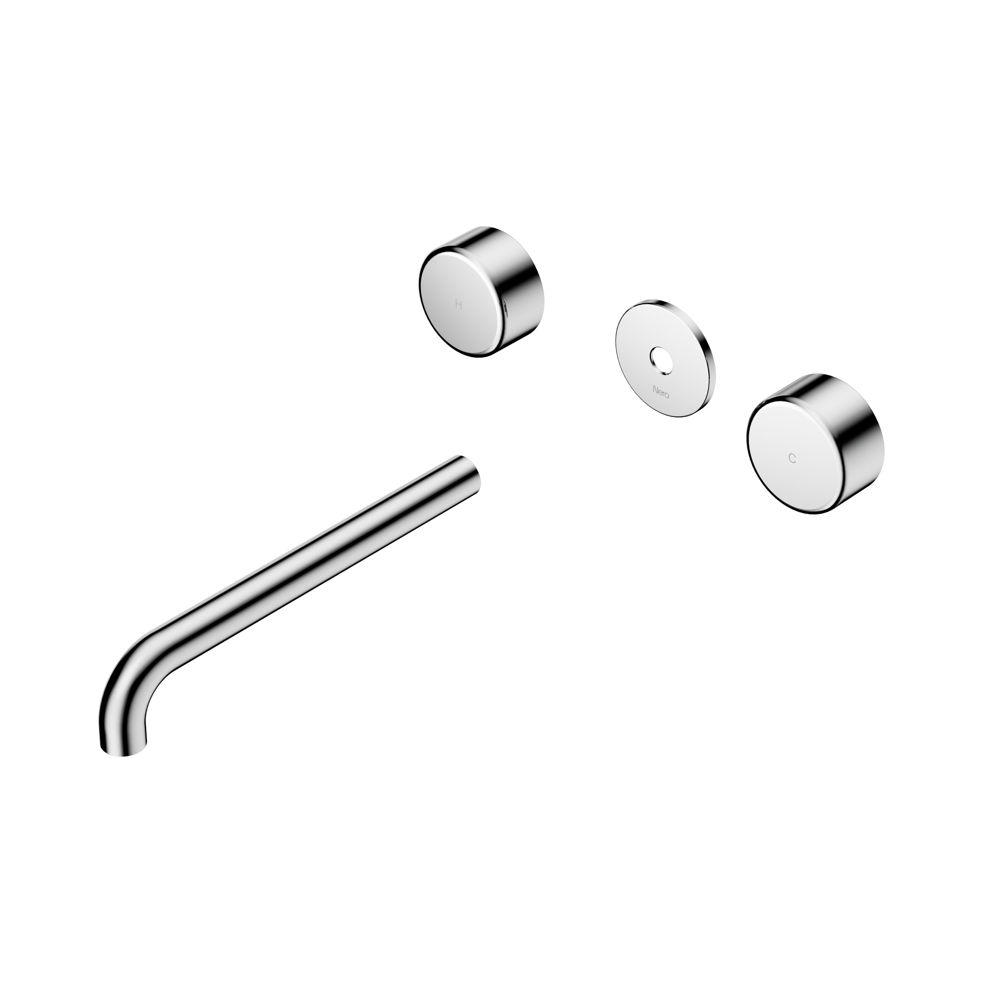 24 D091 CH Serenity Wall Basin Set 220mm Spout With Metal Handle Trim Kit Only Chrome image 1
