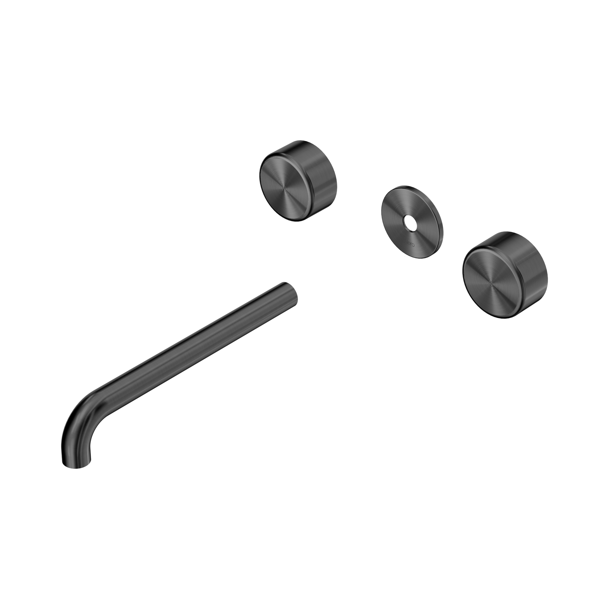 24 D091 GM Serenity Wall Basin Set 220mm Spout With Metal Handle Trim Kit Only Gun Metal image 1
