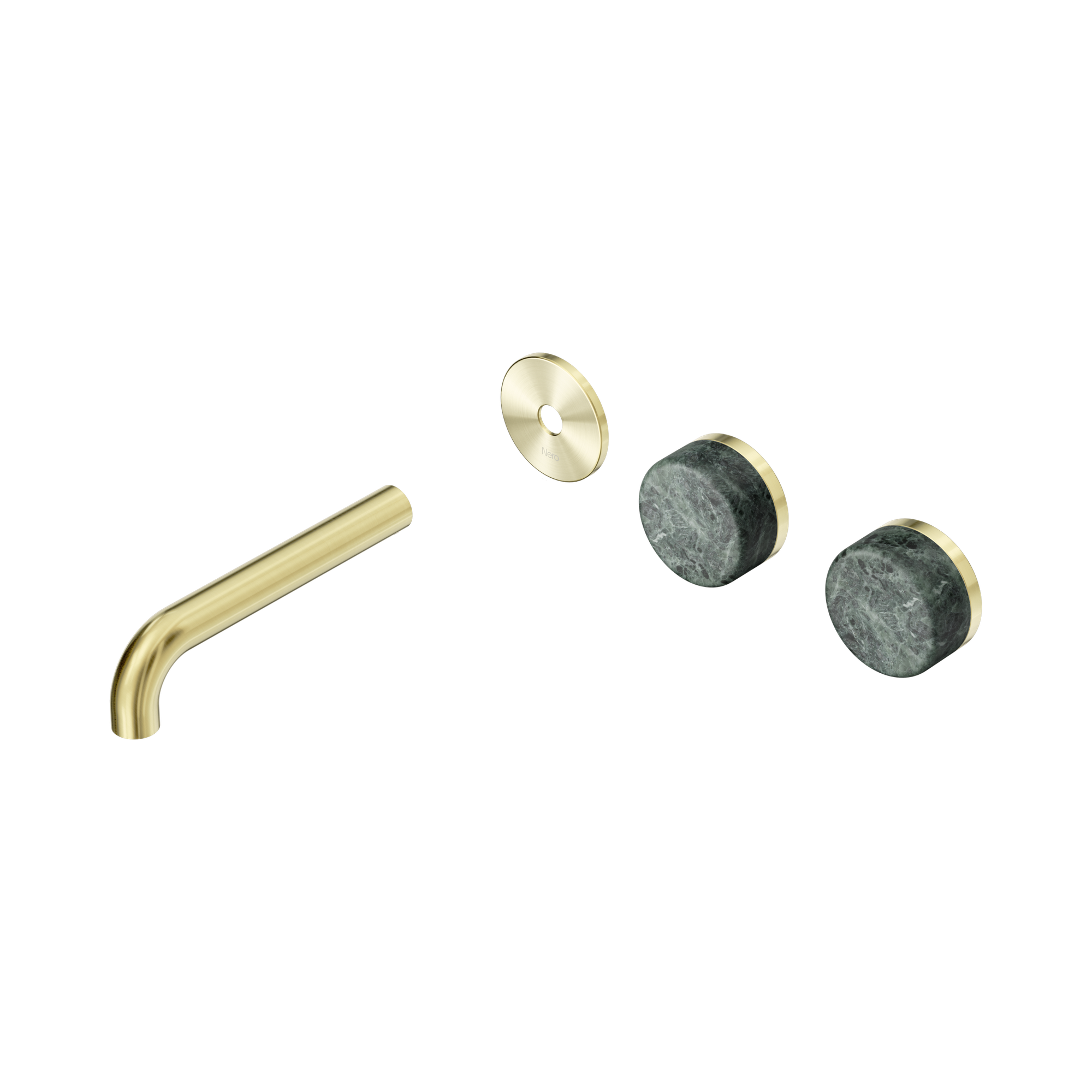 24 D093 BG Serenity Wall Basin Set 160mm Offset spout With Verde Alpi Handle Trim Kit Only Brushed Gold image 1