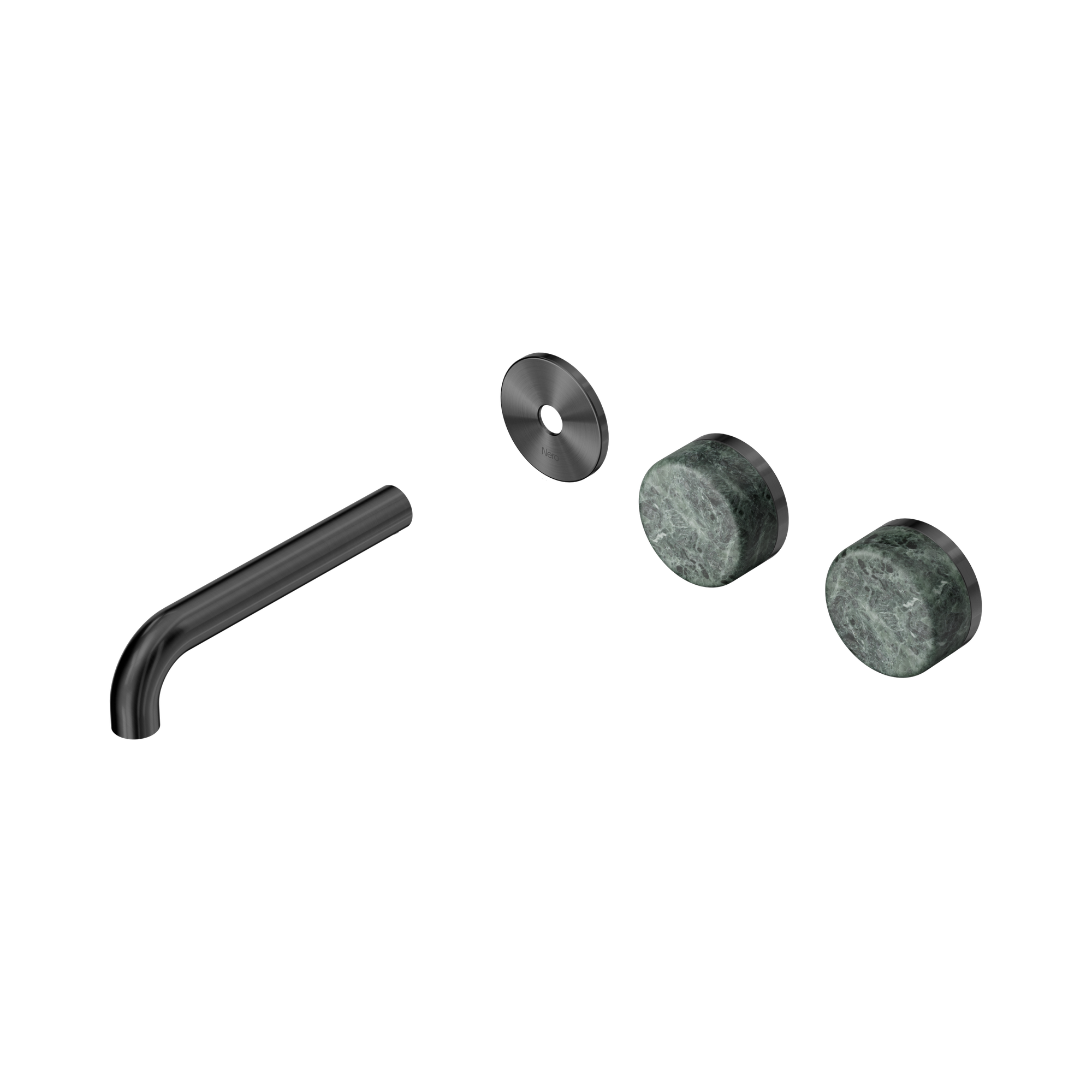 24 D093 GM Serenity Wall Basin Set 160mm Offset spout With Verde Alpi Handle Trim Kit Only Gun Metal image 1