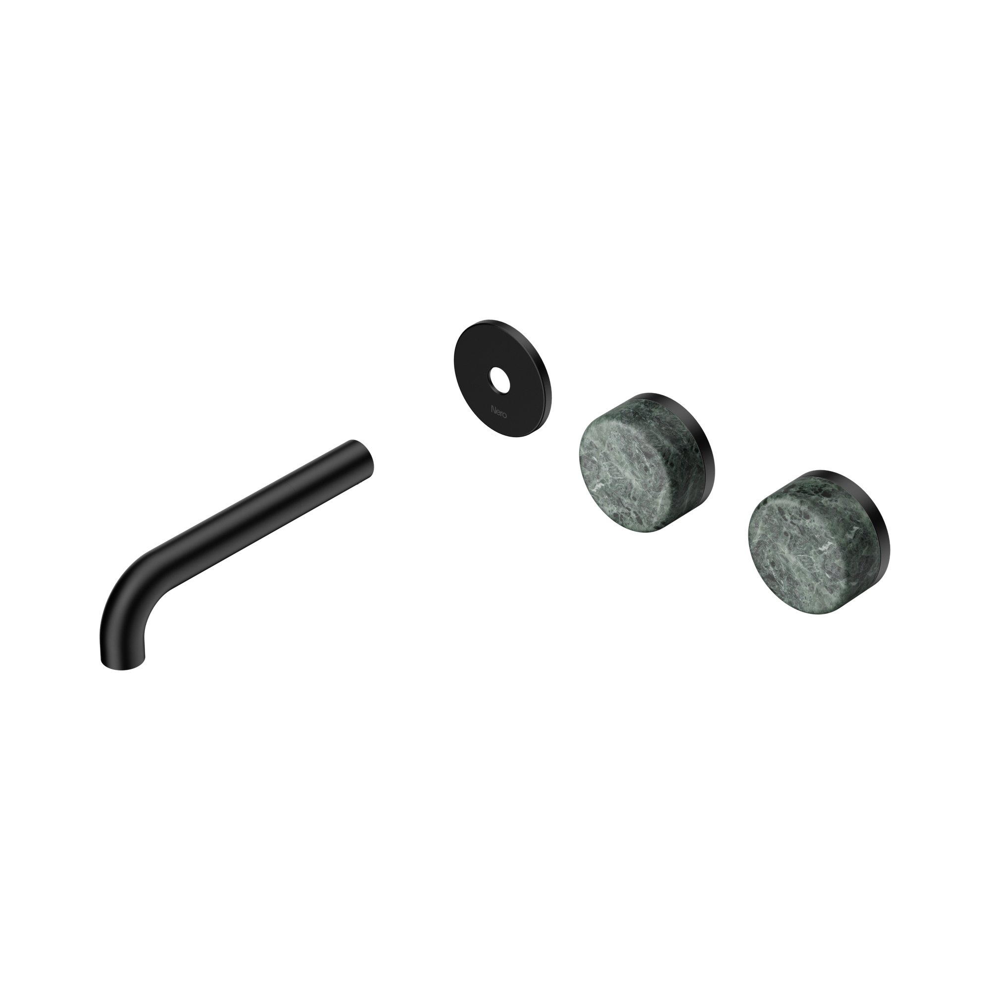 24 D093 MB Serenity Wall Basin Set 160mm Offset spout With Verde Alpi Handle Trim Kit Only Matte Black image 1