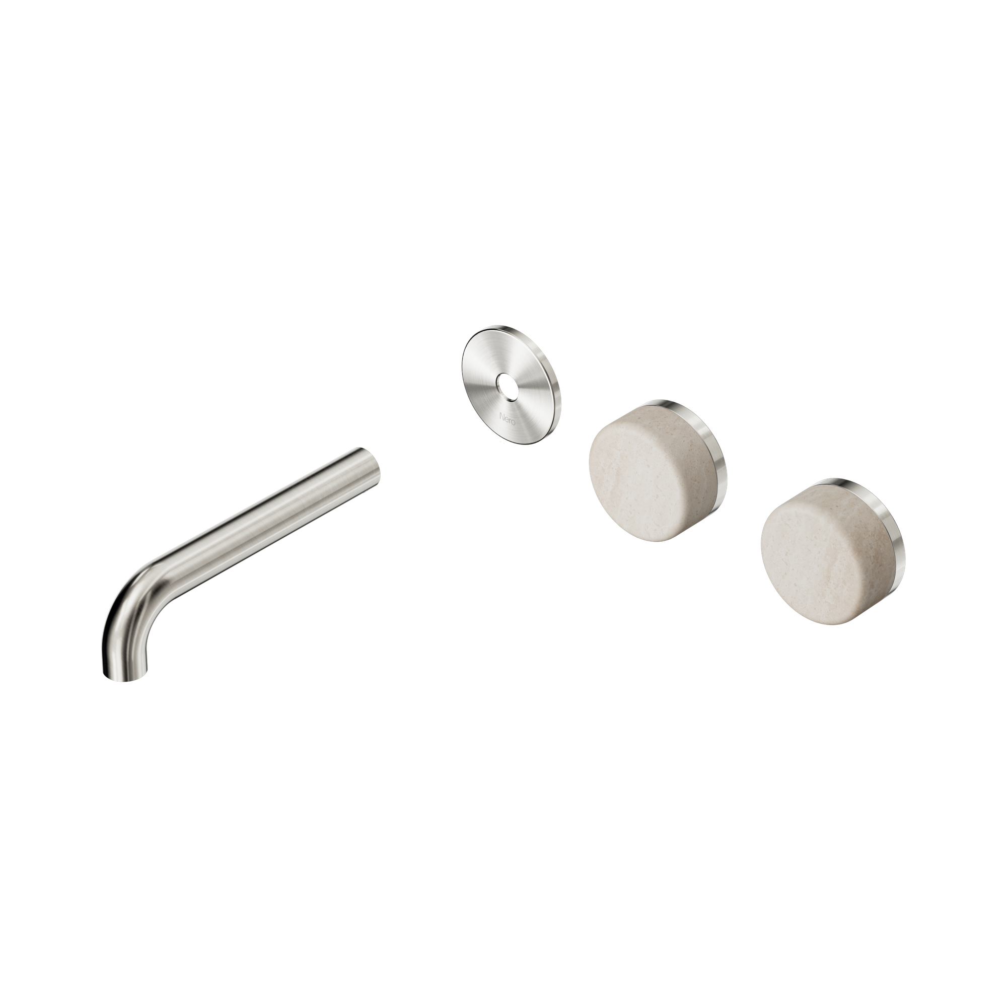 24 D094 BN Serenity Wall Basin Set 160mm Offset spout With Rome Travertine Handle Trim Kit Only Brushed Nickel image 1
