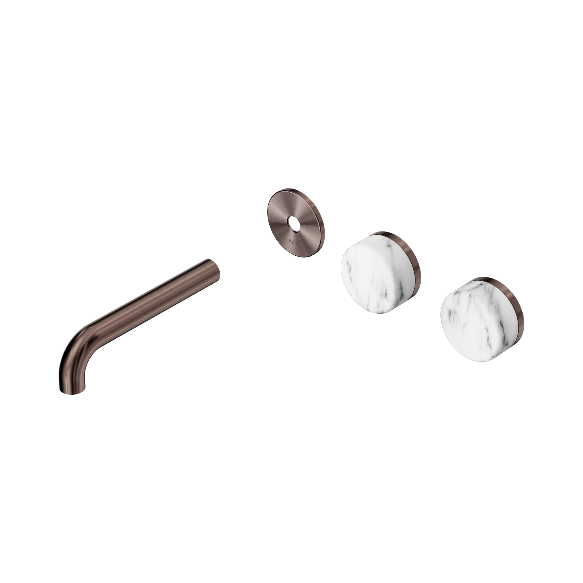 24 D095 BZ Serenity Wall Basin Set 160mm Offset spout With Arabescato Corchia Handle Trim Kit Only Brushed Bronze image 1