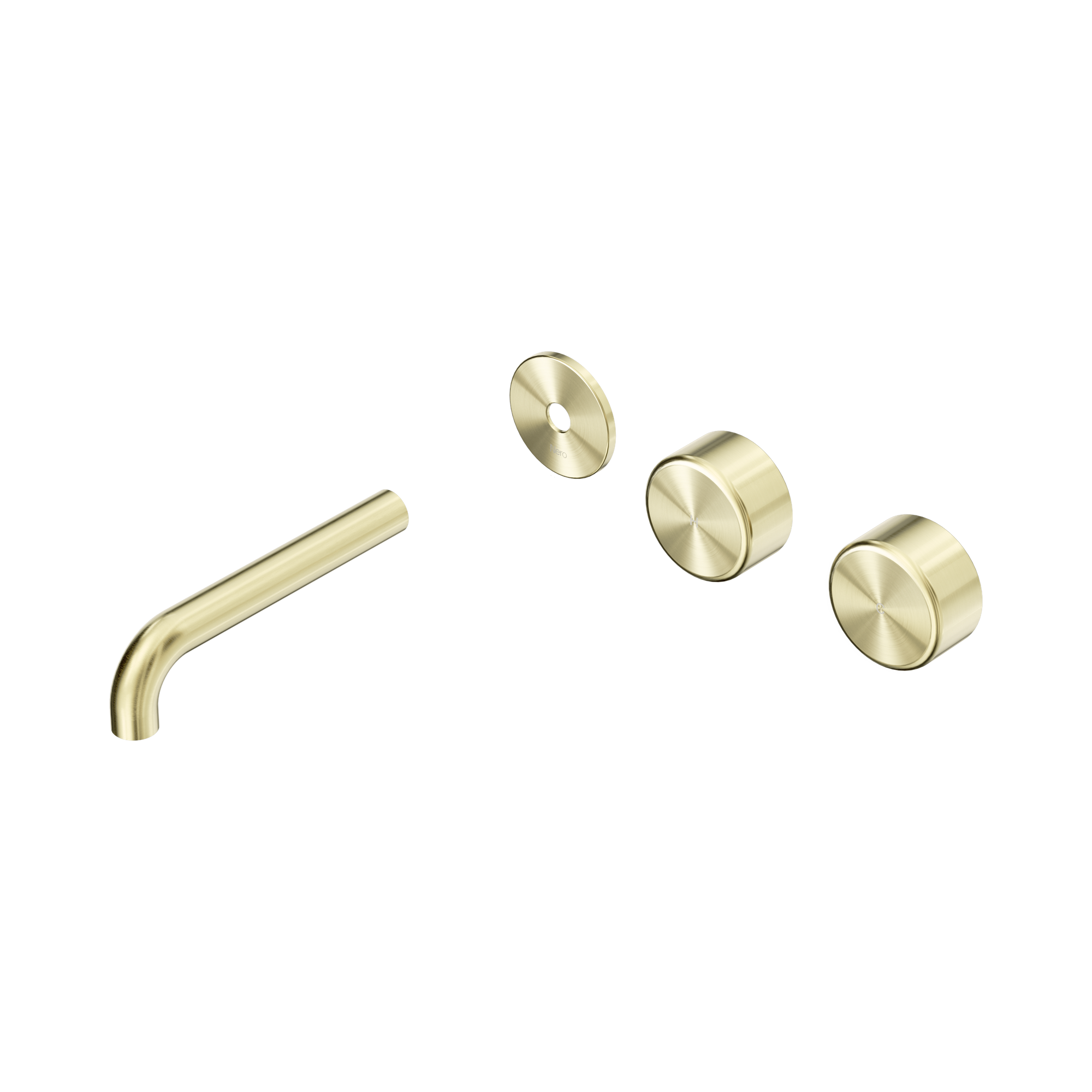 24 D097 BG Serenity Wall Basin Set 160mm Offset spout With Metal Handle Trim Kit Only Brushed Gold image 1