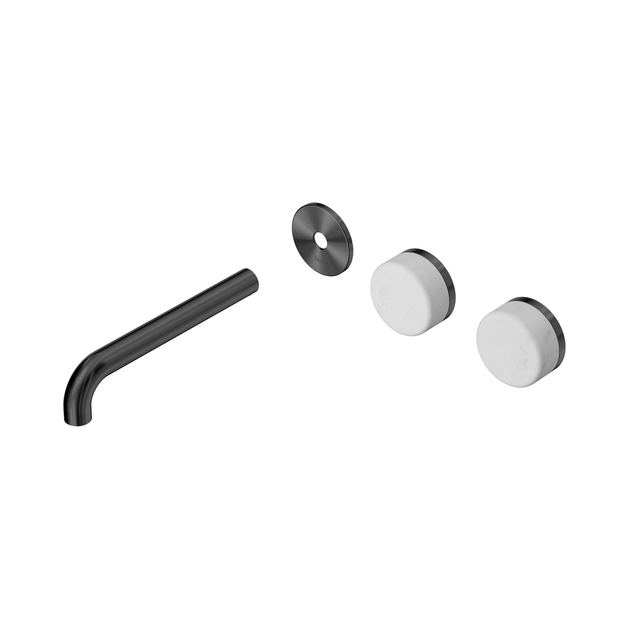 24 D098 GM Serenity Wall Basin Set 185mm Offset spout With Carrara Handle Trim Kit Only Gun Metal image 1